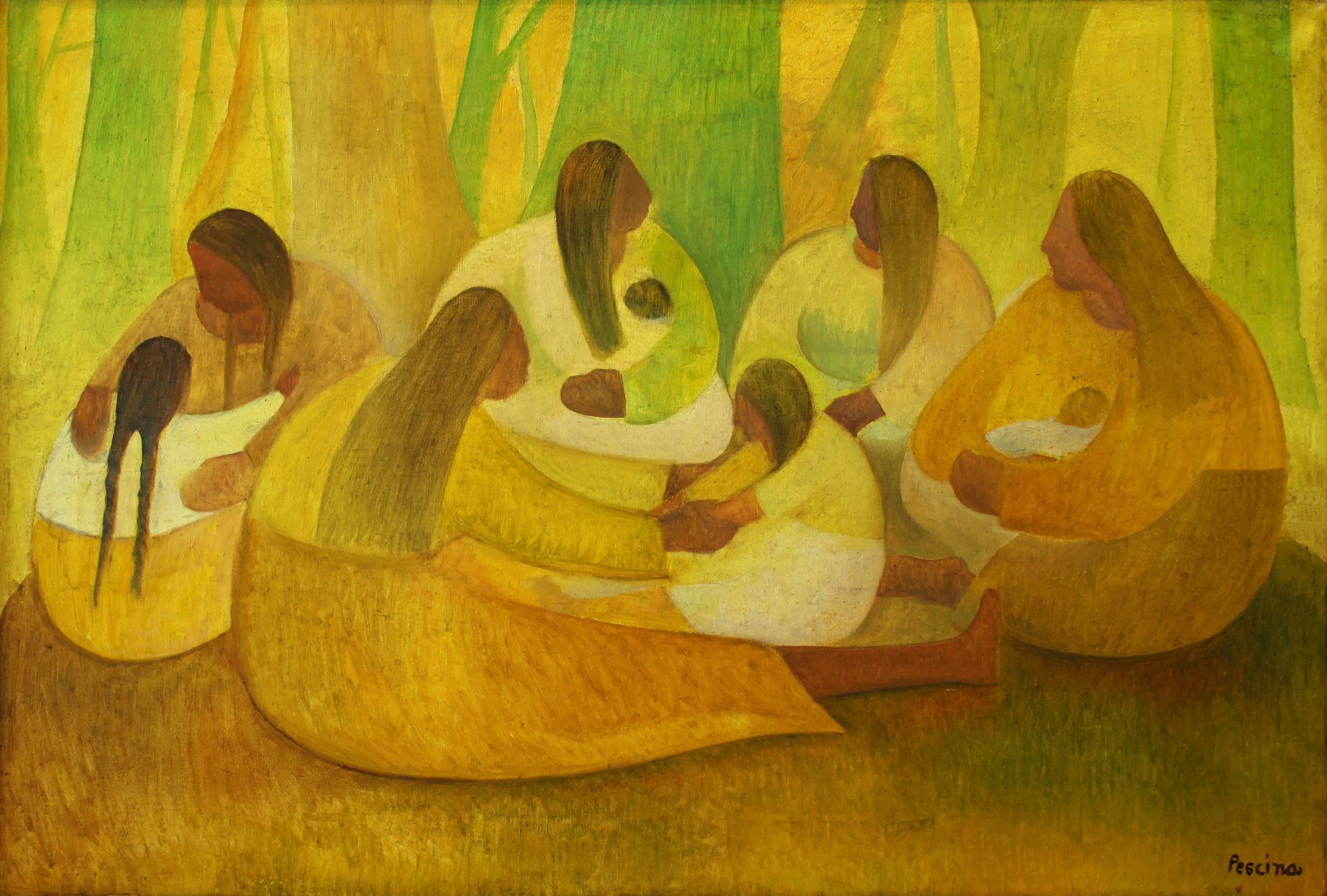Aurelio Pescina Figurative Painting - Mothering