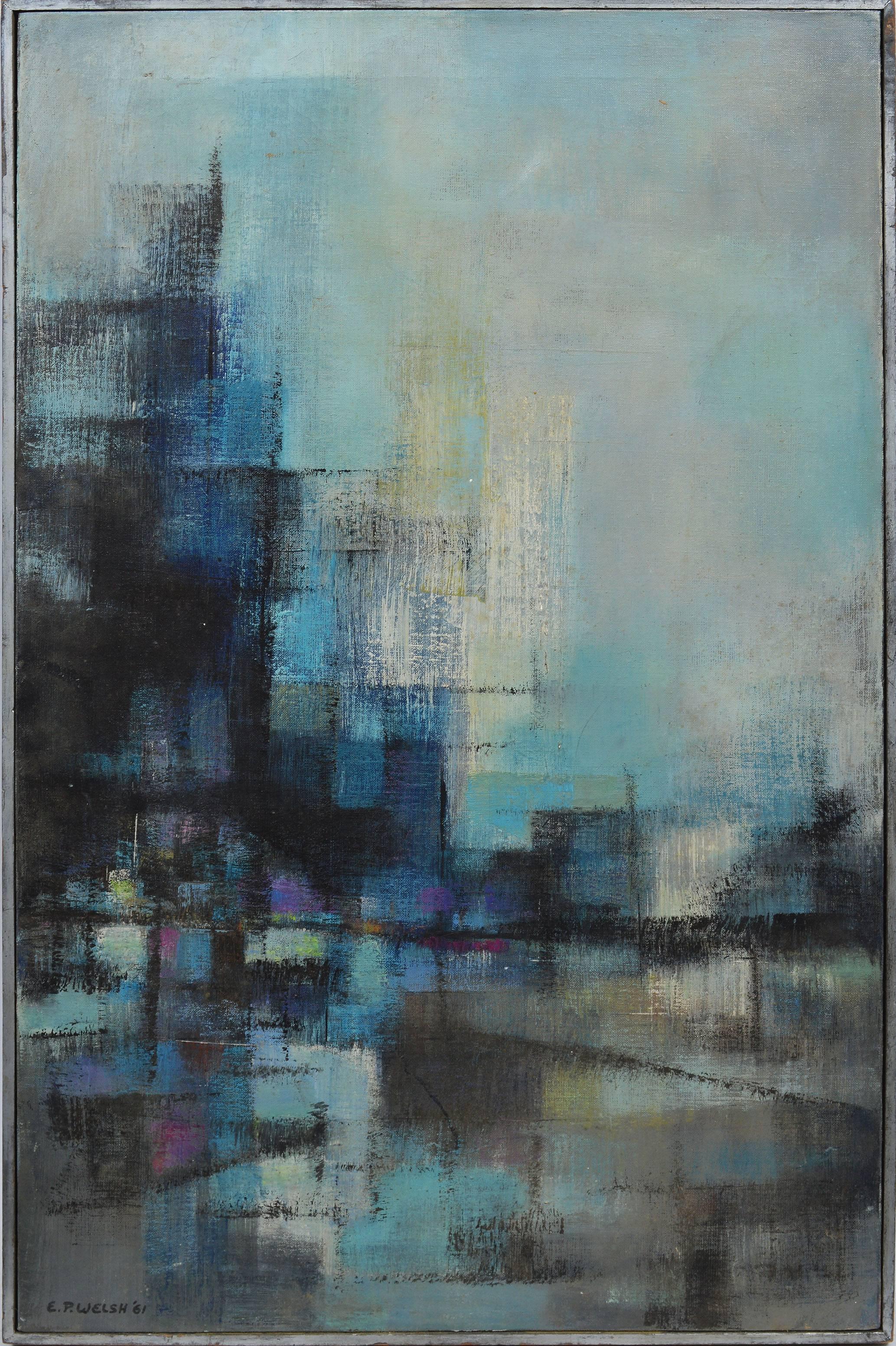 Unknown Abstract Painting - Abstract Architectural Composition