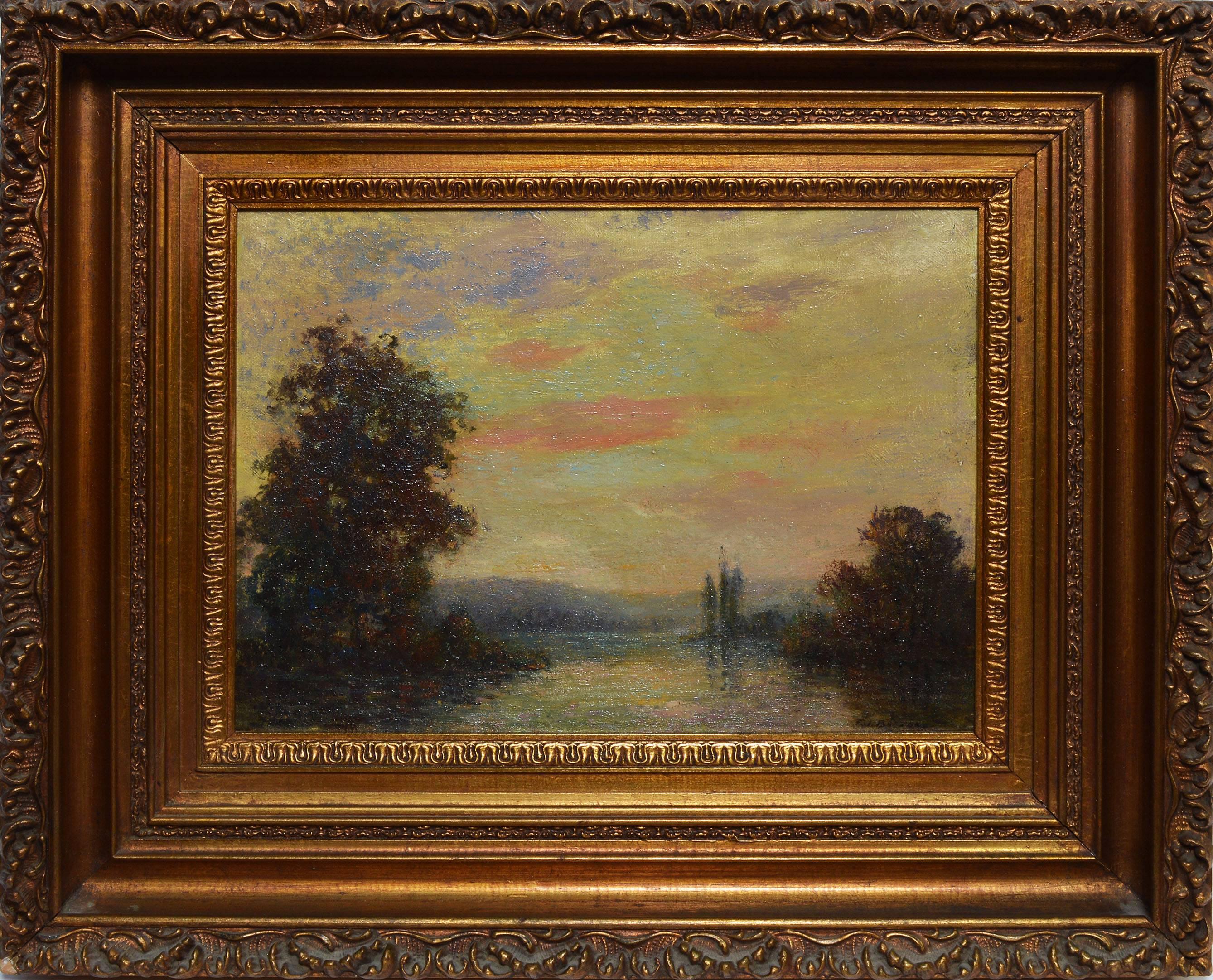 Unknown Landscape Painting - Impressionist Sunset Landscape