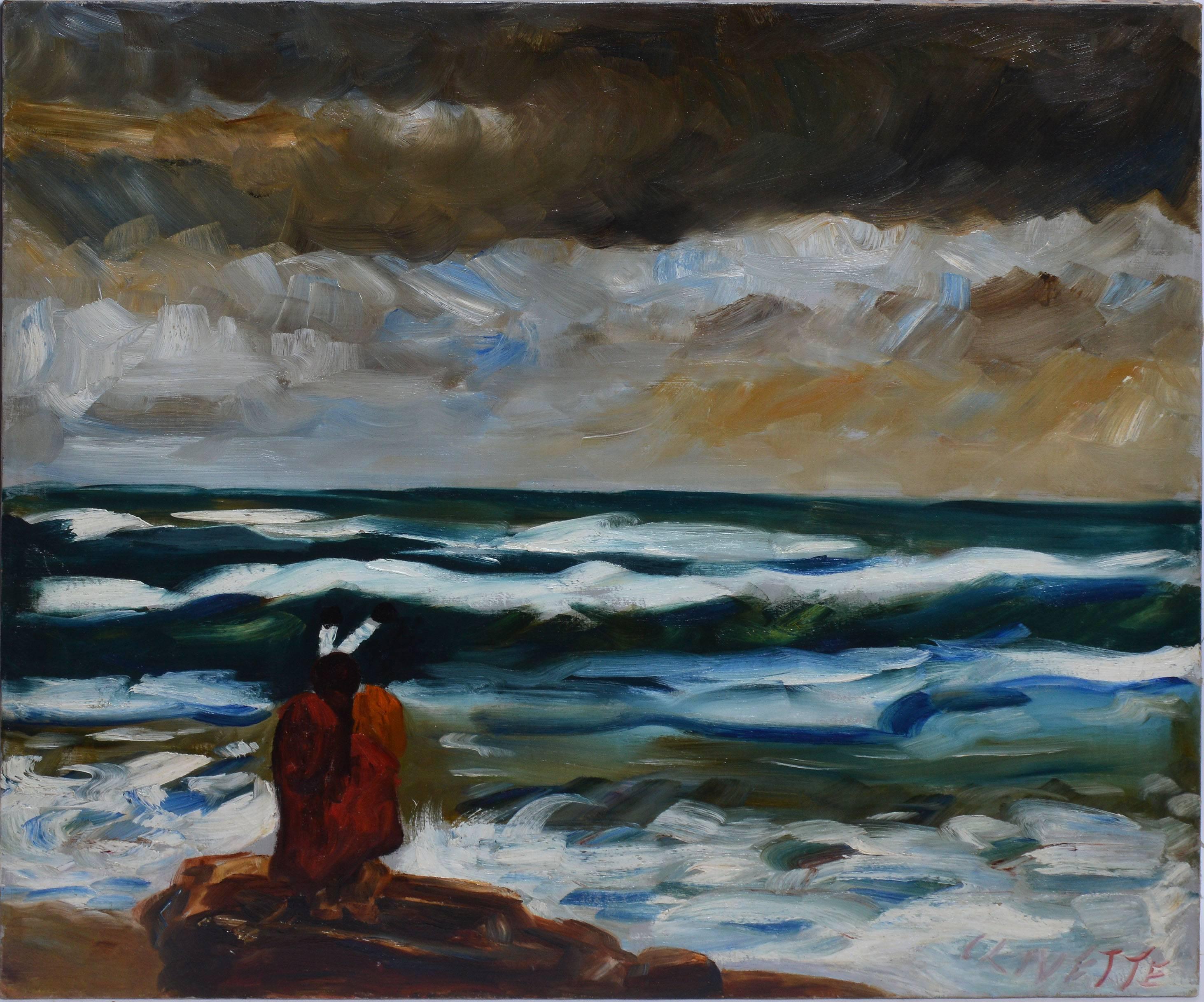 Merton Clivette Figurative Painting - Figure By The Sea