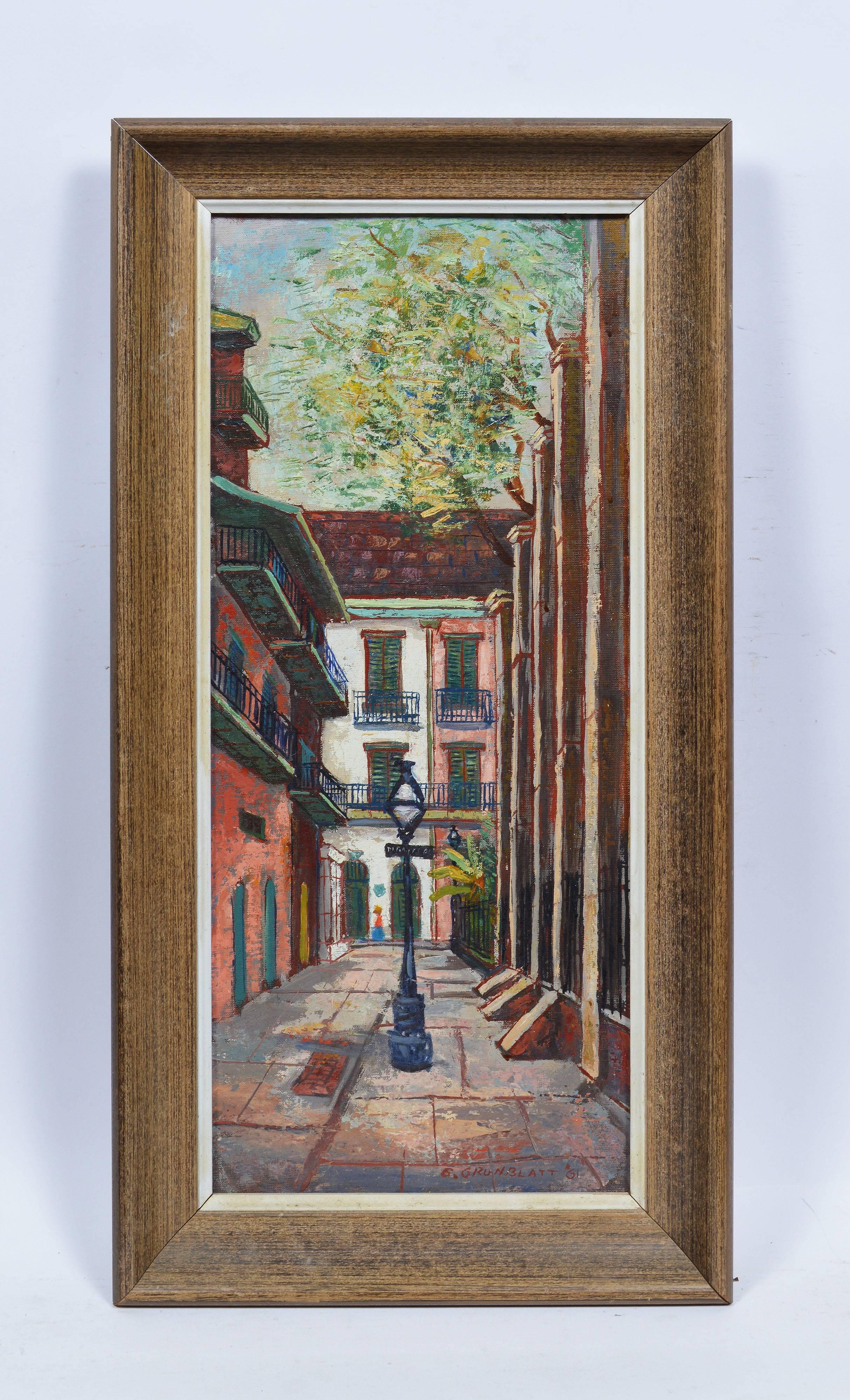 New Orleans Street Scene - Painting by George Grunblatt