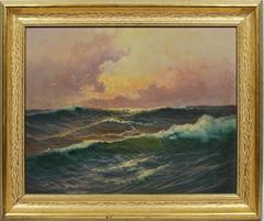 Antique American School Sunset Wave Study