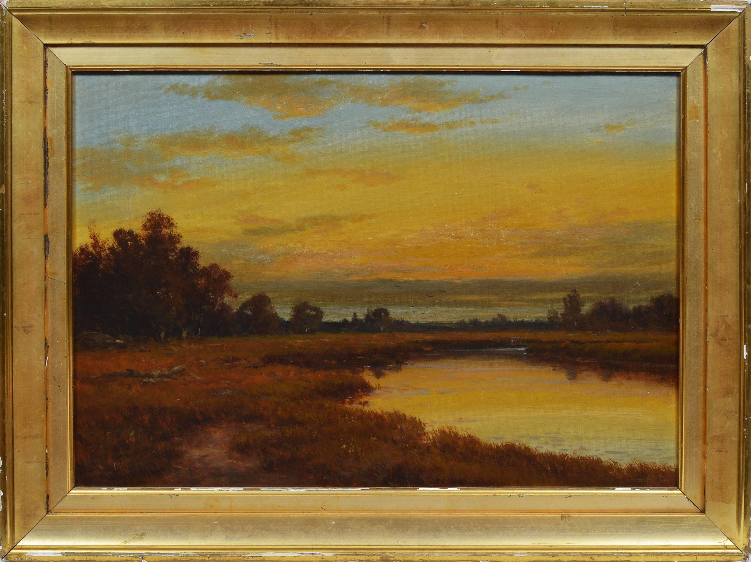 Thomas B. Griffin Landscape Painting - Hudson River School Sunset Landscape