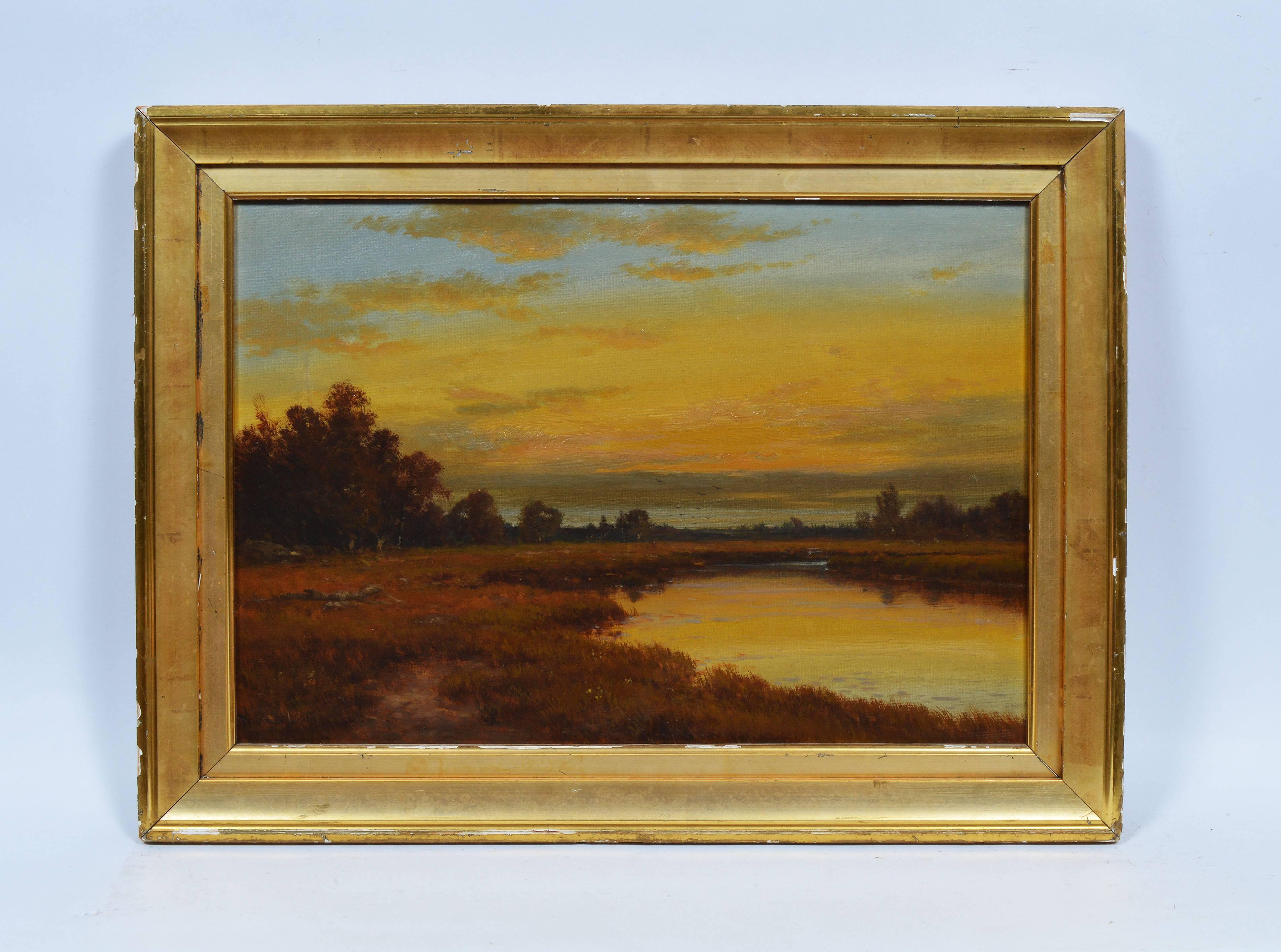 Hudson River School Sunset Landscape - Painting by Thomas B. Griffin
