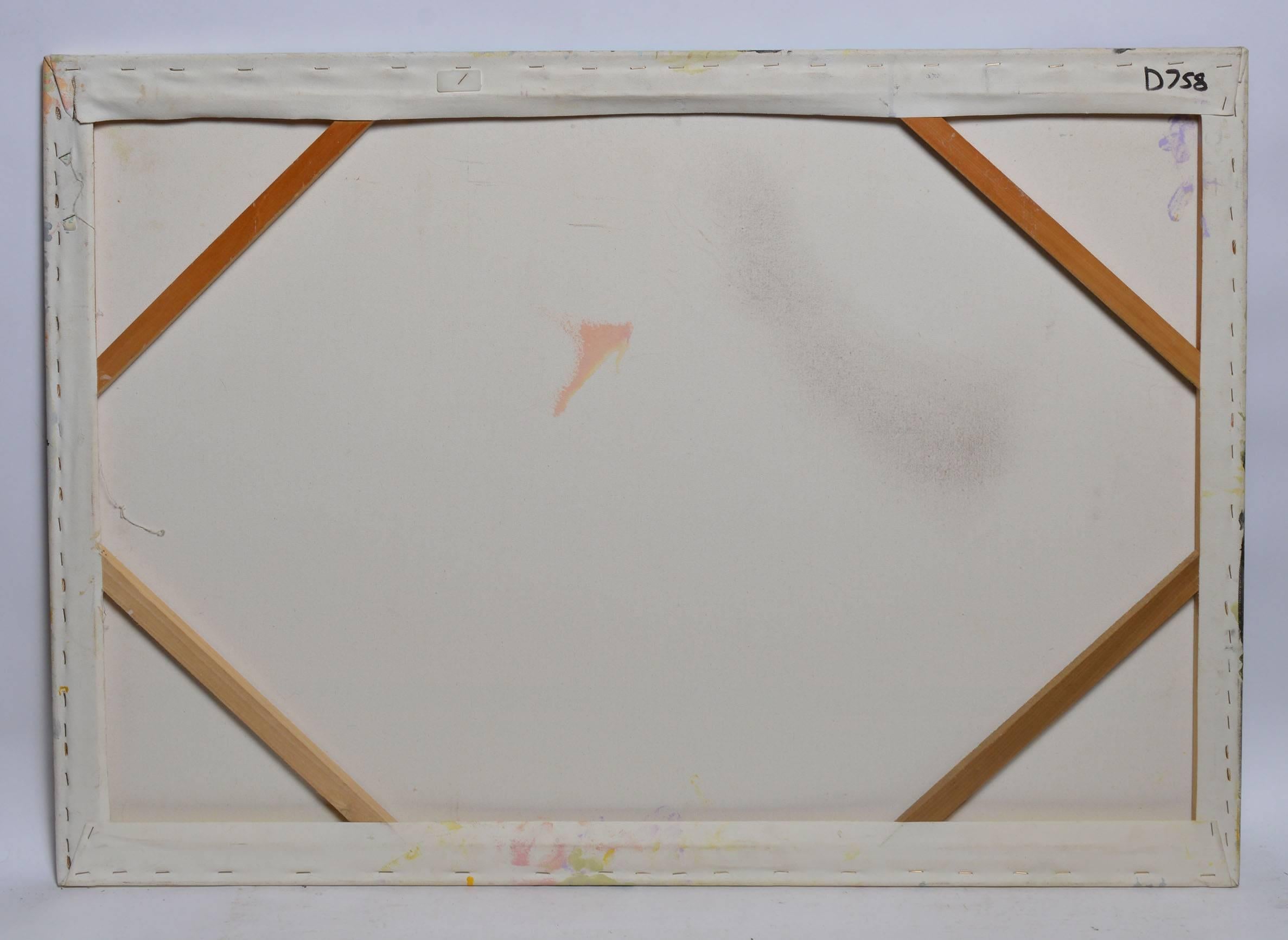Abstract oil painting, circa 1960.  Oil on canvas, unsigned.  Image size, 40"L x 30"H.