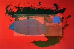 Vintage Mid-Century Modern Abstract Expressionist Monotype Print