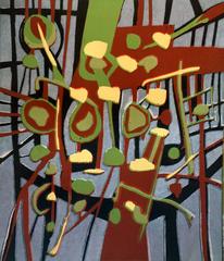 Mid-Century Modern Woodblock Print "Rock Garden Gate" 8