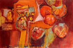Mid-Century Modern Abstract Expressionist Still Life Oil Painting