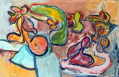 Mid-Century Modern Abstract Expressionist Still Life Oil Painting 9