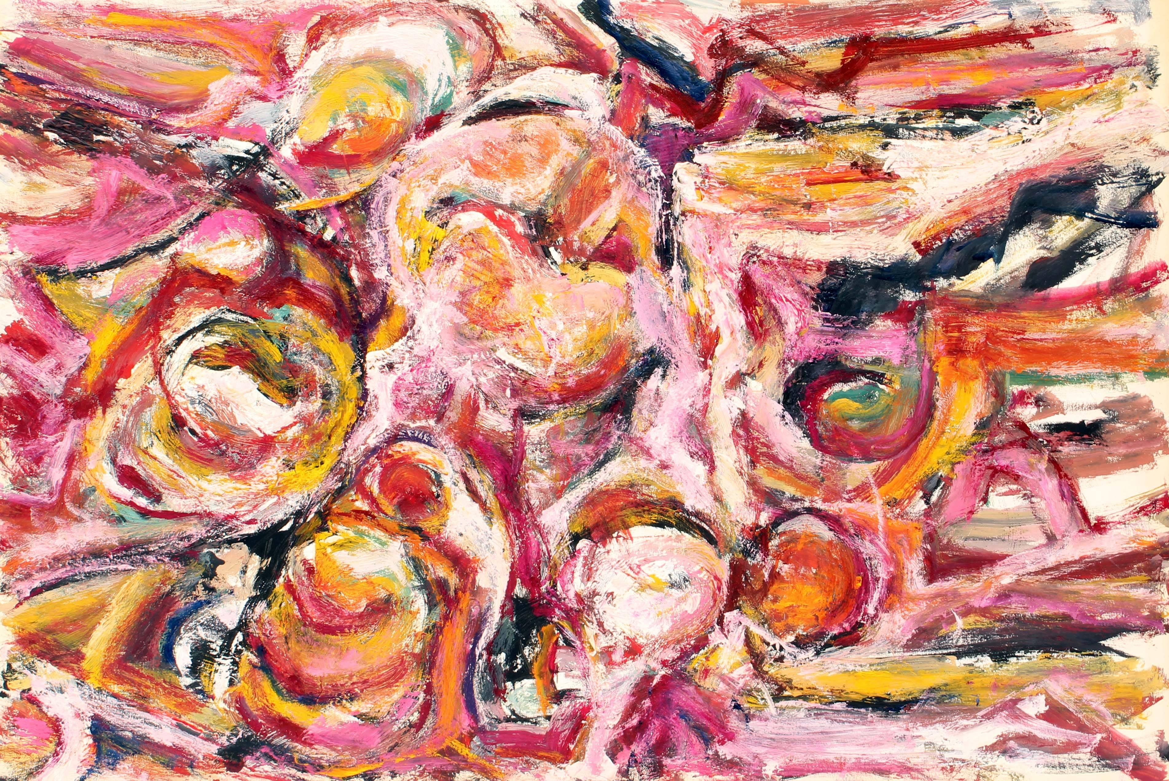 Abstract Painting di Toma Yovanovich - Pittura ad olio espressionista astratta moderna di metà secolo