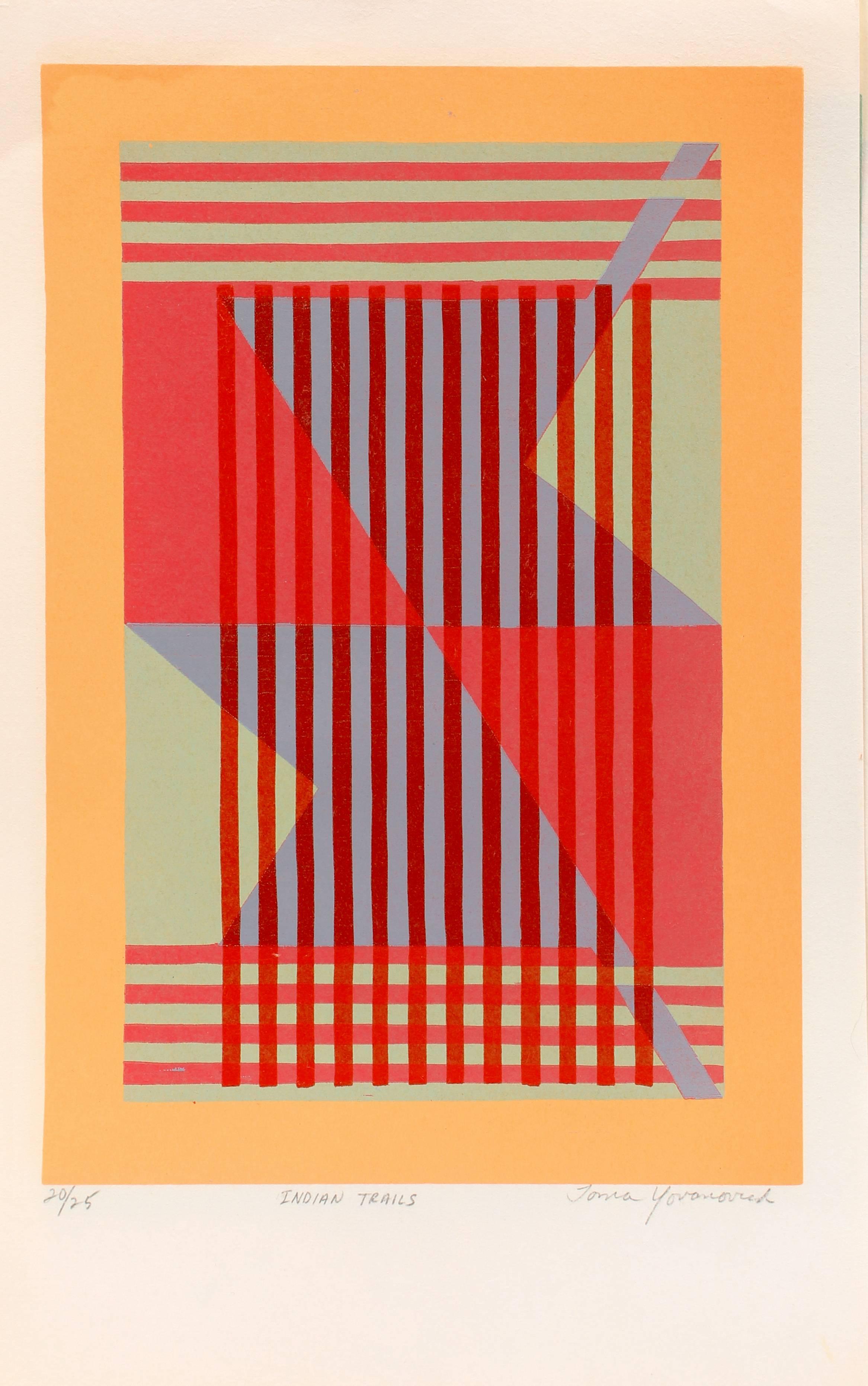 Mid Century Modern Geometric Abstract Print 