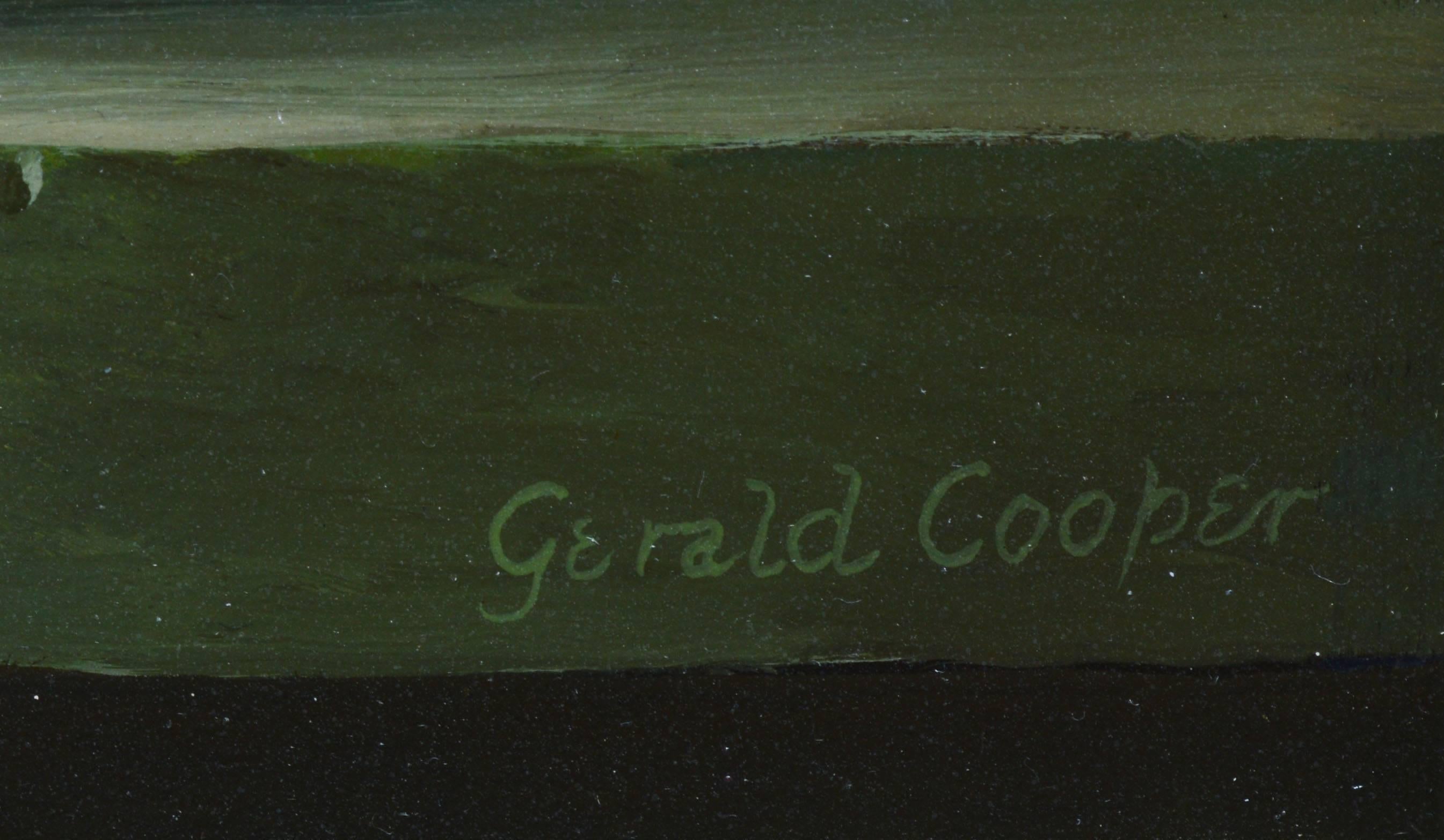Natura morta di fiori in trompe l'oeil di Gerald Cooper (1898-1975). Olio su tavola, 1940 circa. Firmato in basso a destra 