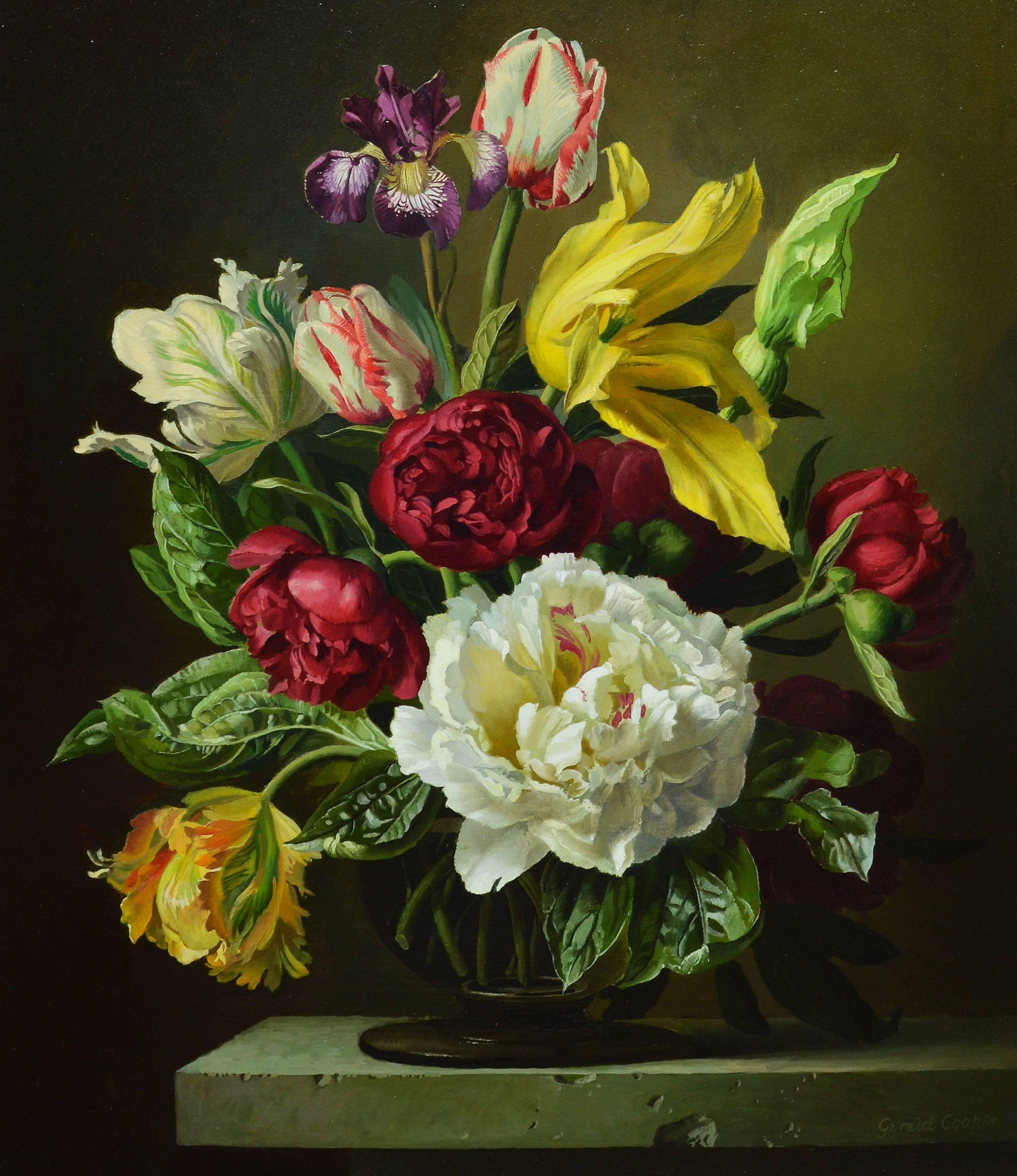 Natura morta floreale Trompe L'Oeil - Painting Realismo di Gerald Cooper
