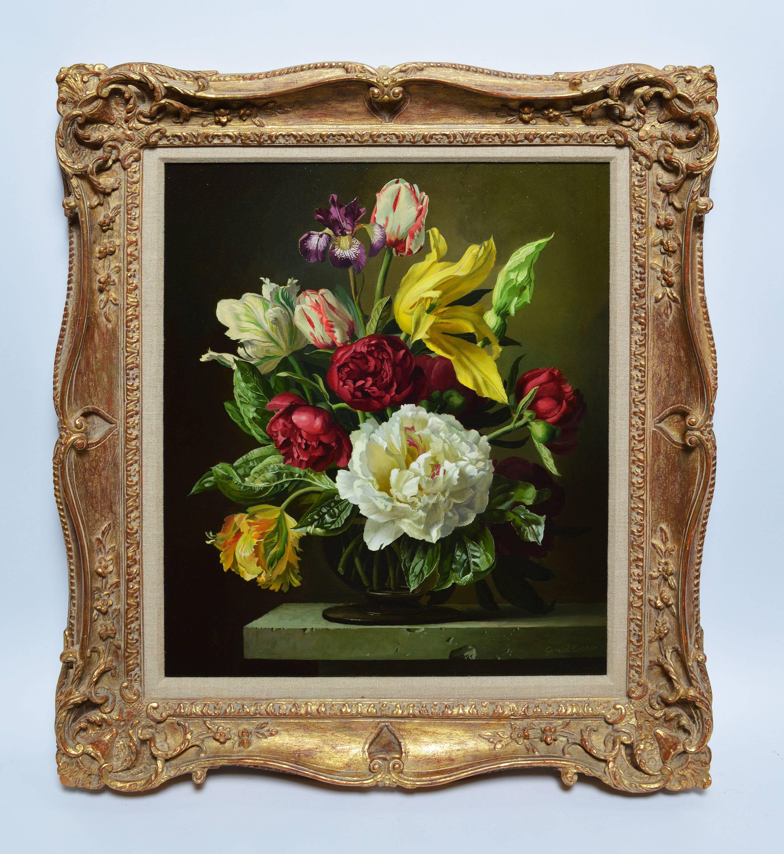 Natura morta floreale Trompe L'Oeil - Painting di Gerald Cooper