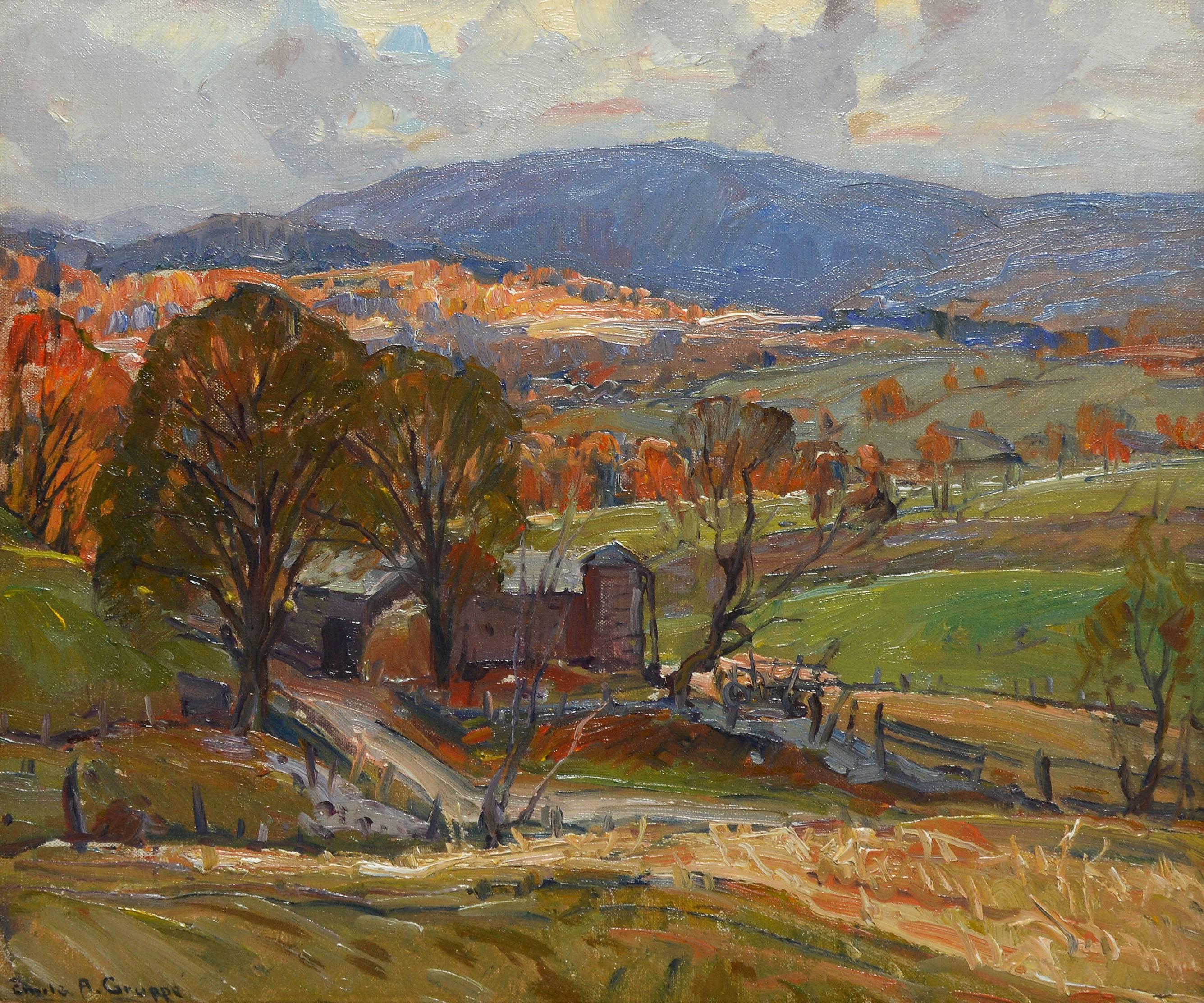 Panoramic Fall Landscape - American Impressionist Painting by Emile Albert Gruppe