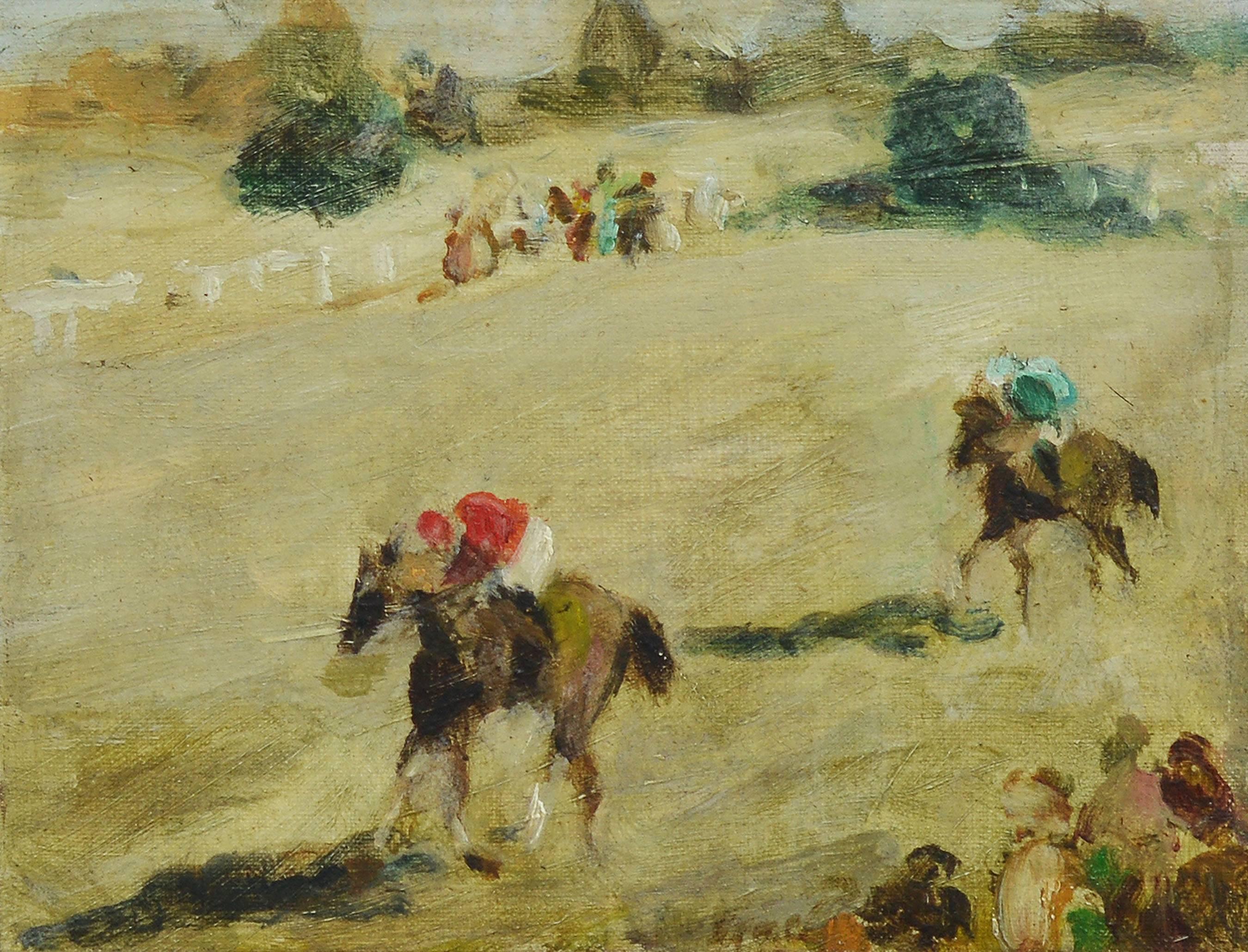 Impressionist painting of a horse race by Gabriel Spat (1890-1967). Oil on canvas, circa 1920. Signed lower right, 