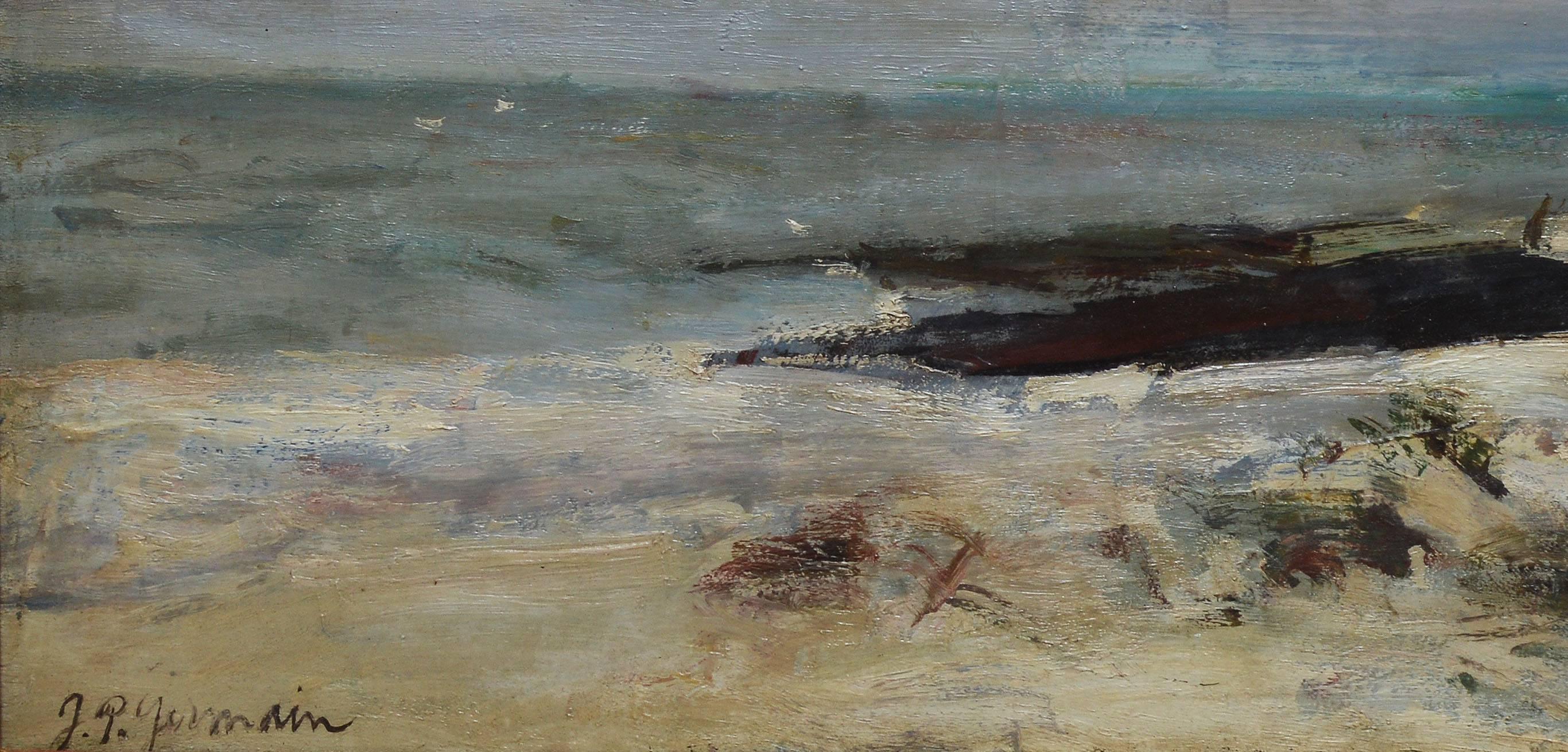 vue de plage moderne française par JP Germain - Moderne Painting par Jean Pierre Germain