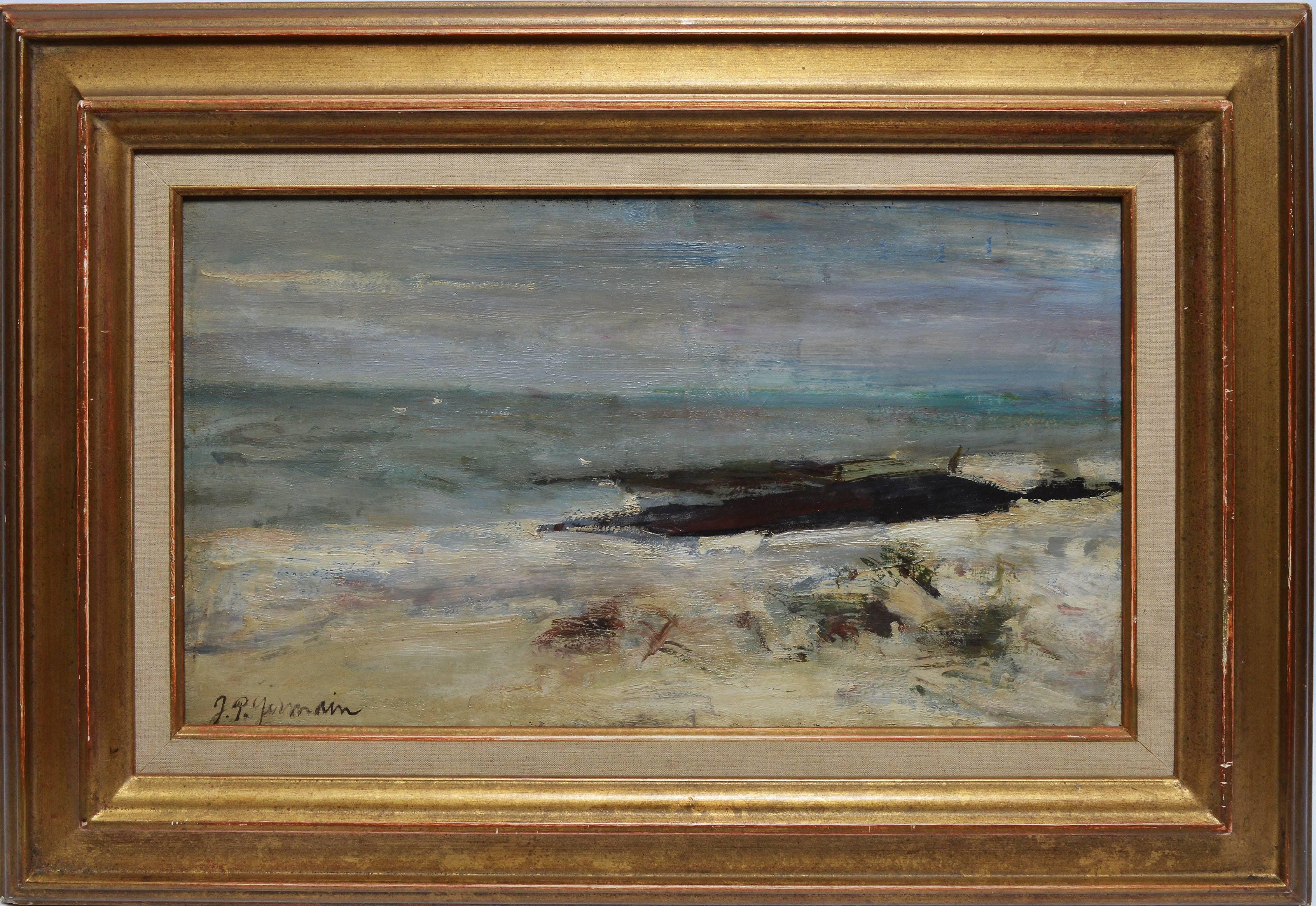 Landscape Painting Jean Pierre Germain - vue de plage moderne française par JP Germain
