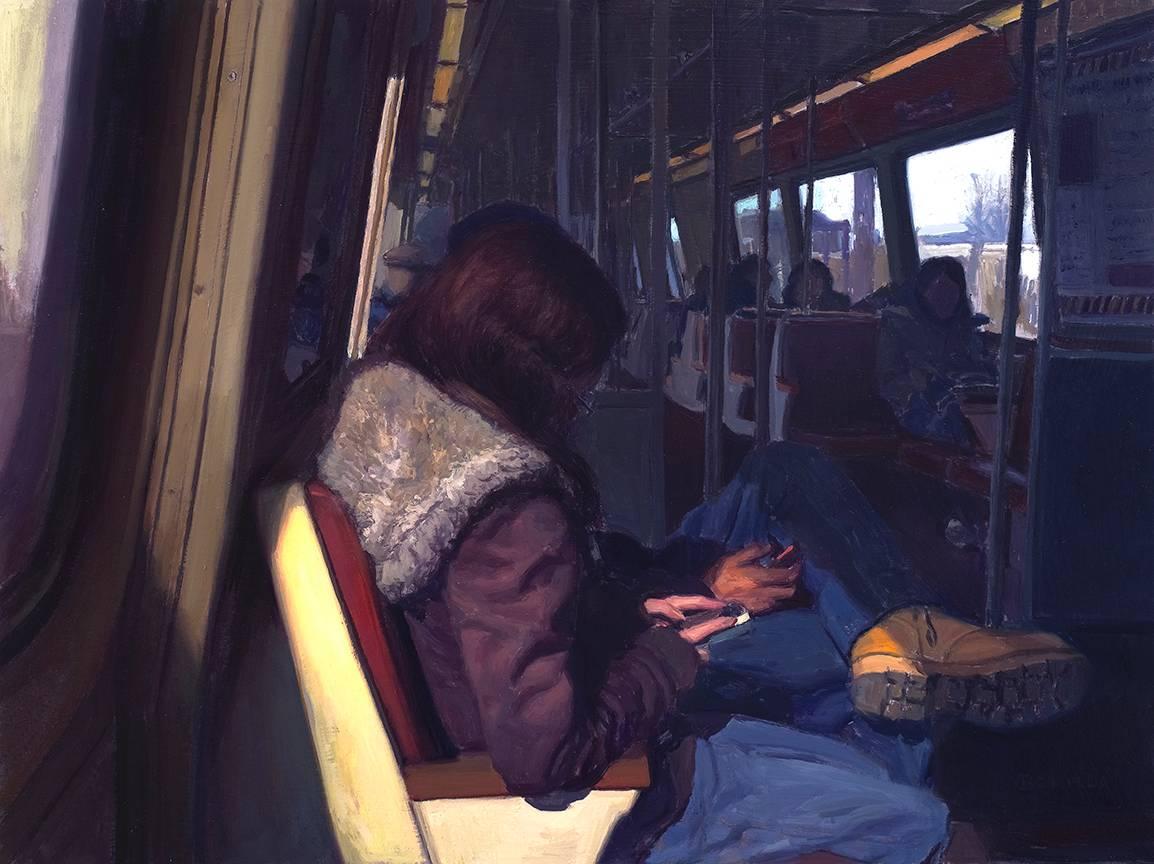 Raymond Bonilla Figurative Painting - Twinbrook Station on the Red Line