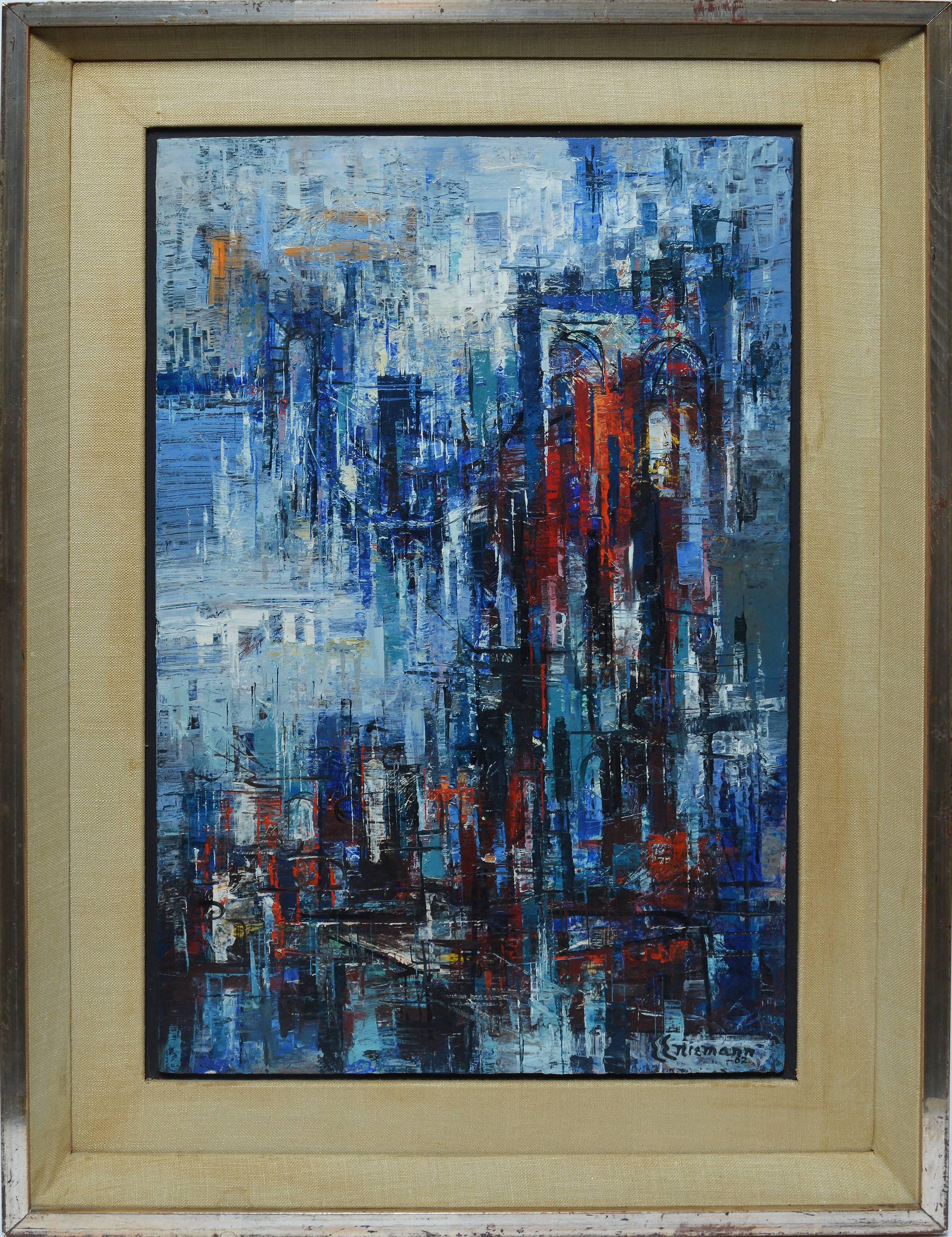 Unknown Abstract Painting - Abstract View of the Brooklyn Bridge