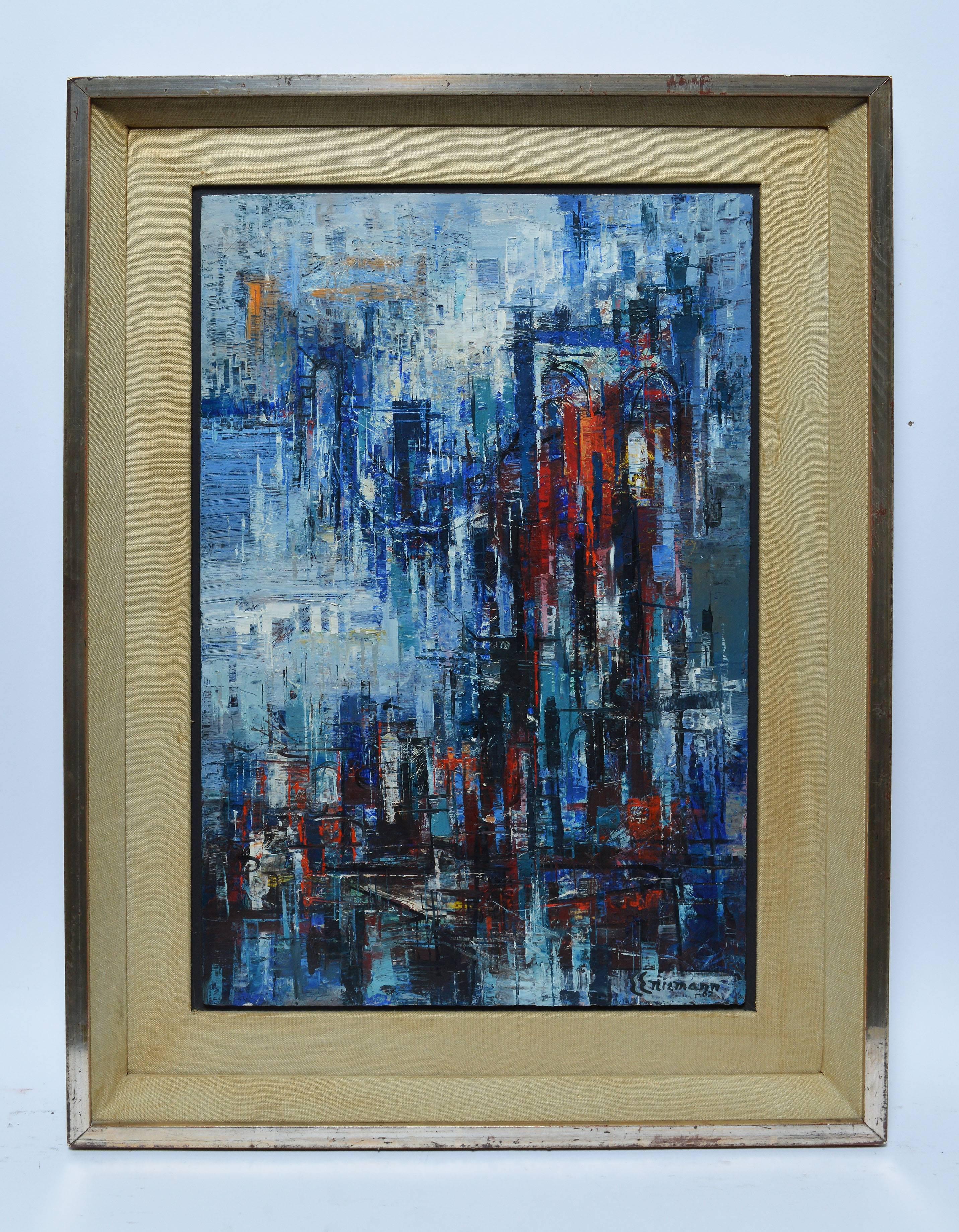 Abstract View of the Brooklyn Bridge - Painting by Unknown