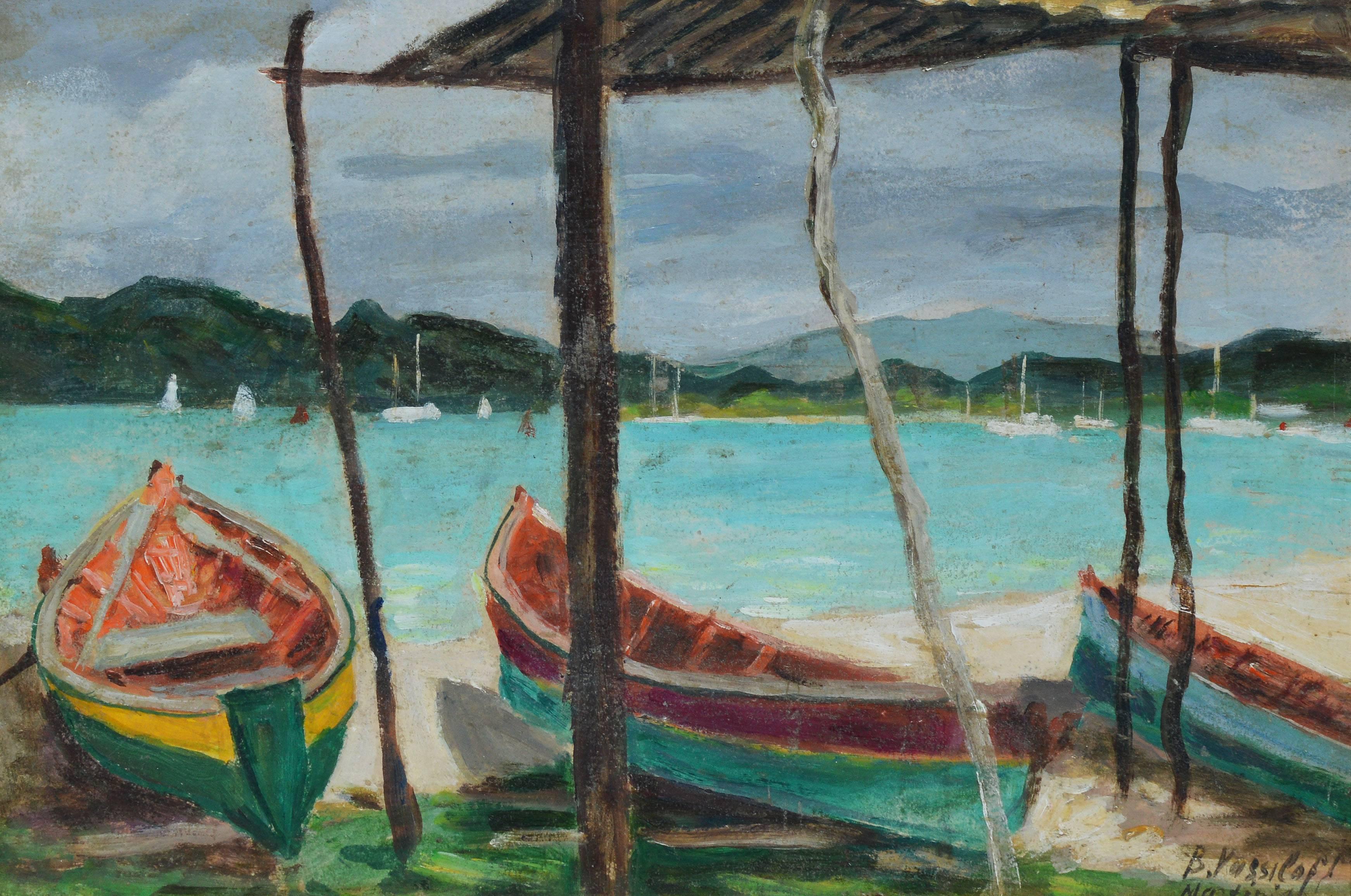 Martinique Beach Scene - Impressionist Painting by Boris Vassiloff