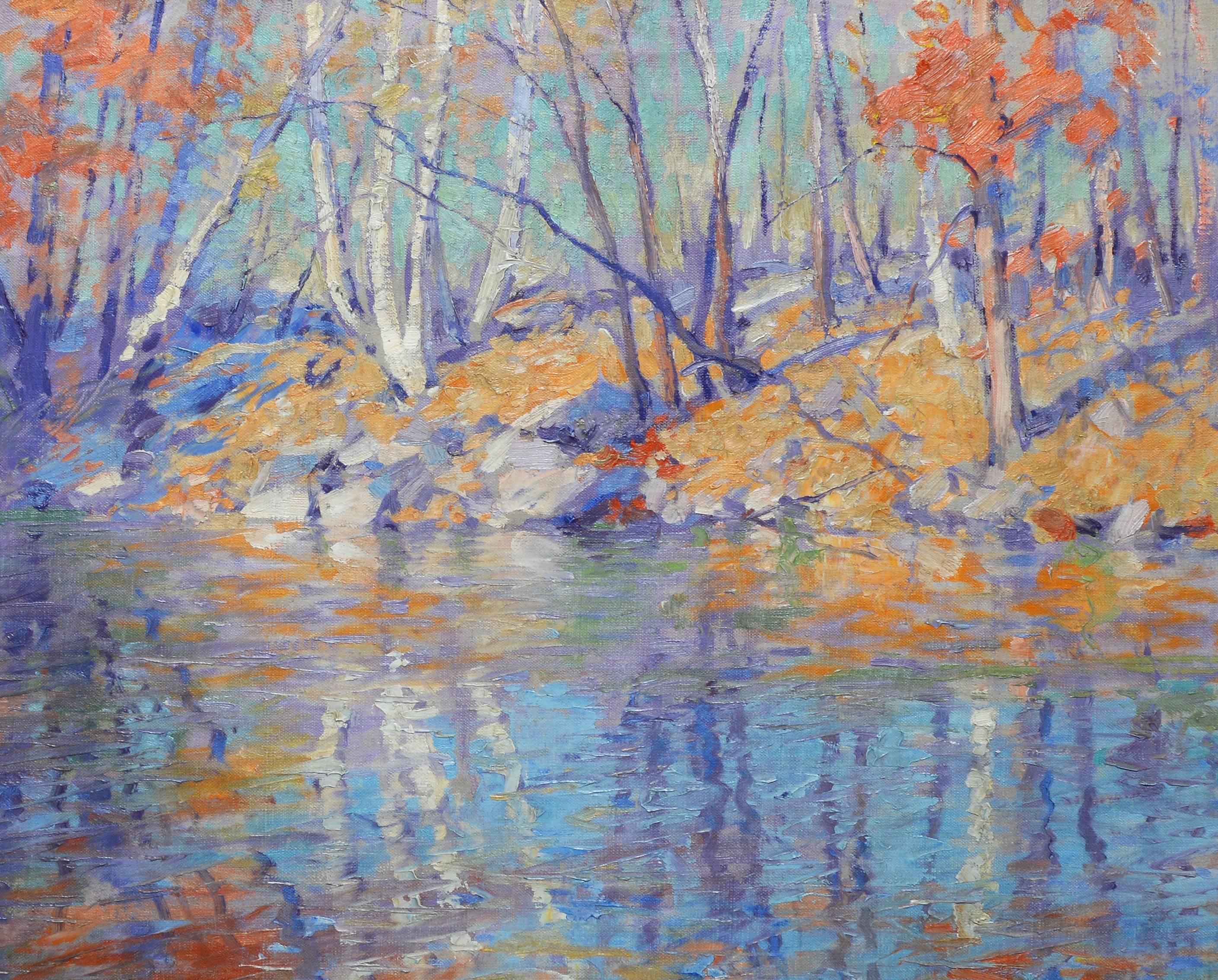Fall Reflections - Gray Landscape Painting by Emile Albert Gruppe
