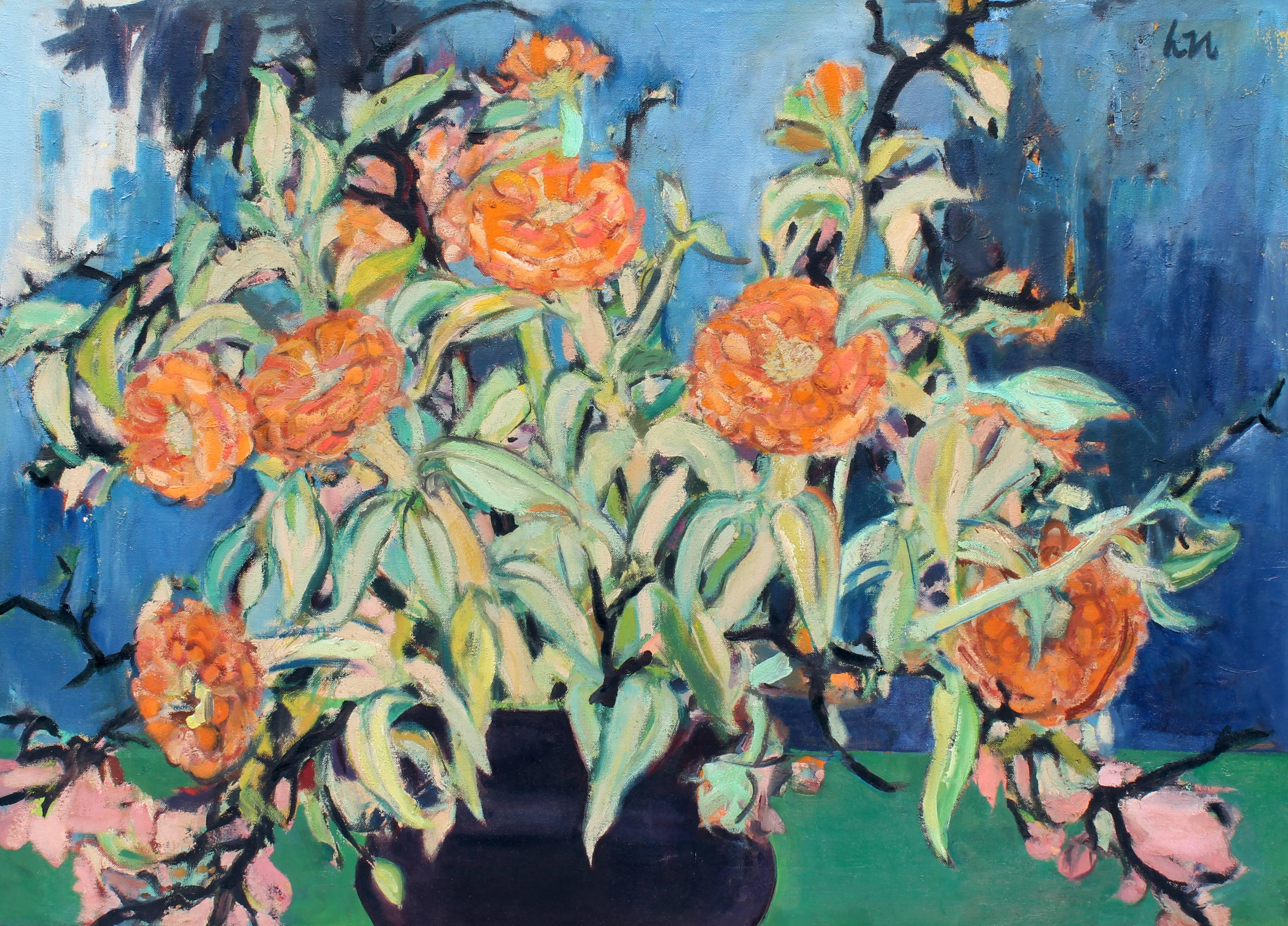 Harriet Holden Nash Still-Life Painting - Mid Century Modern Floral Still Life