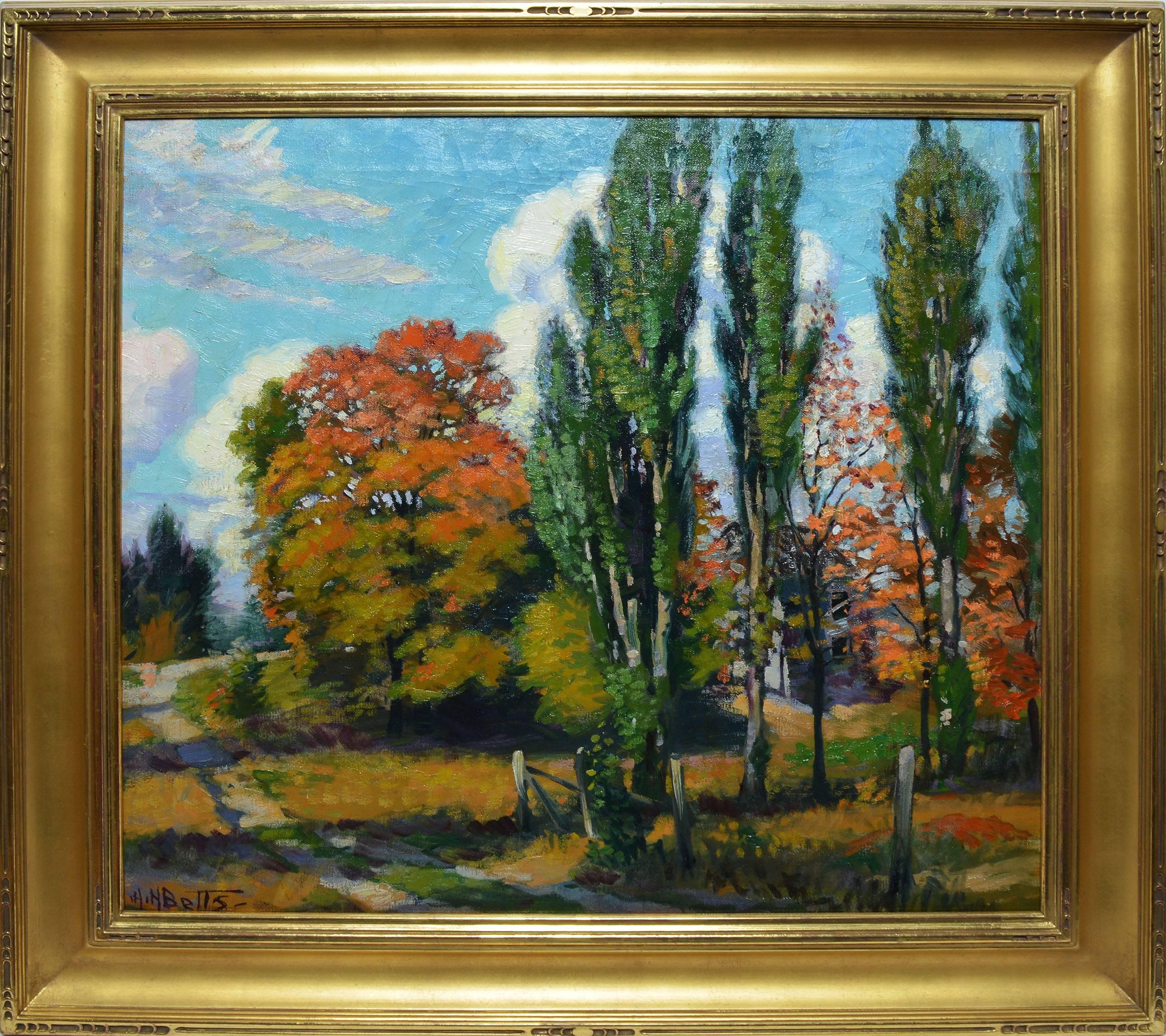 Harold Betts Landscape Painting - Modernist Fall Landscape