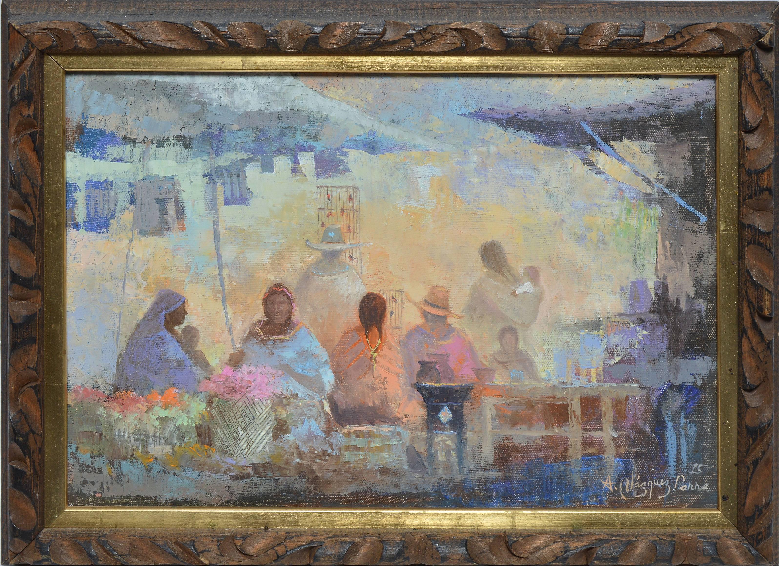 Antonio Vasquez Parra Figurative Painting - Latin Market View