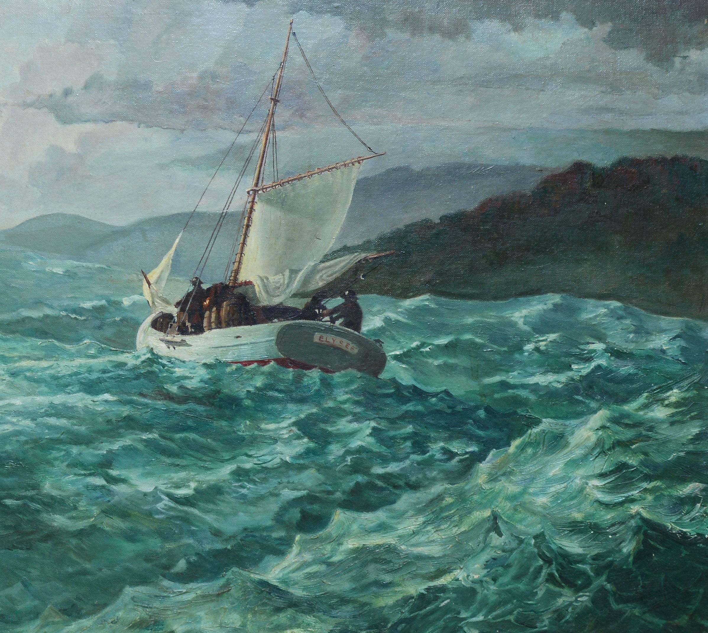 On the Sea - Gray Landscape Painting by Richard Schlecht
