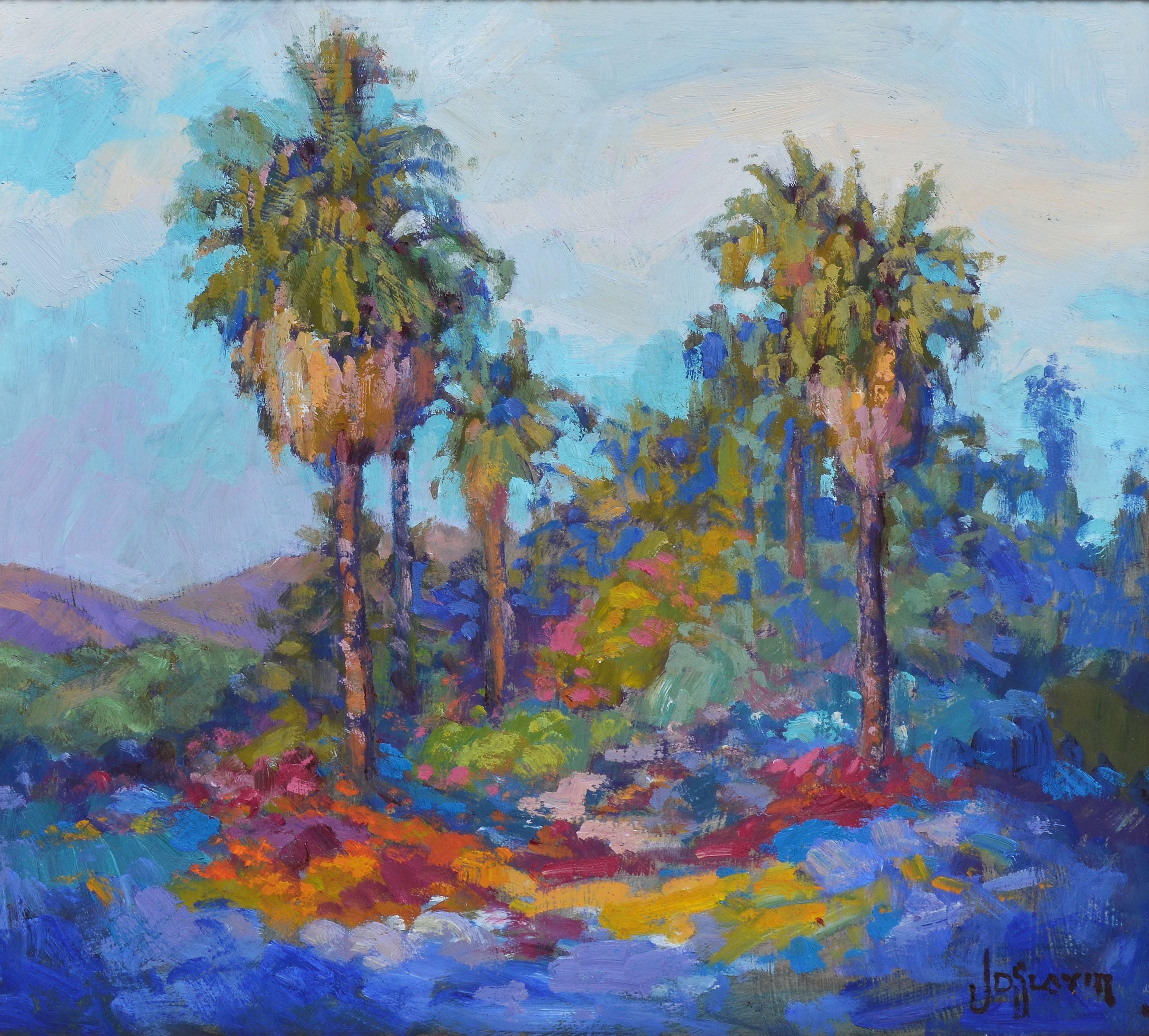 Palm Springs California Landscape - Gray Landscape Painting by James Dudley Slay