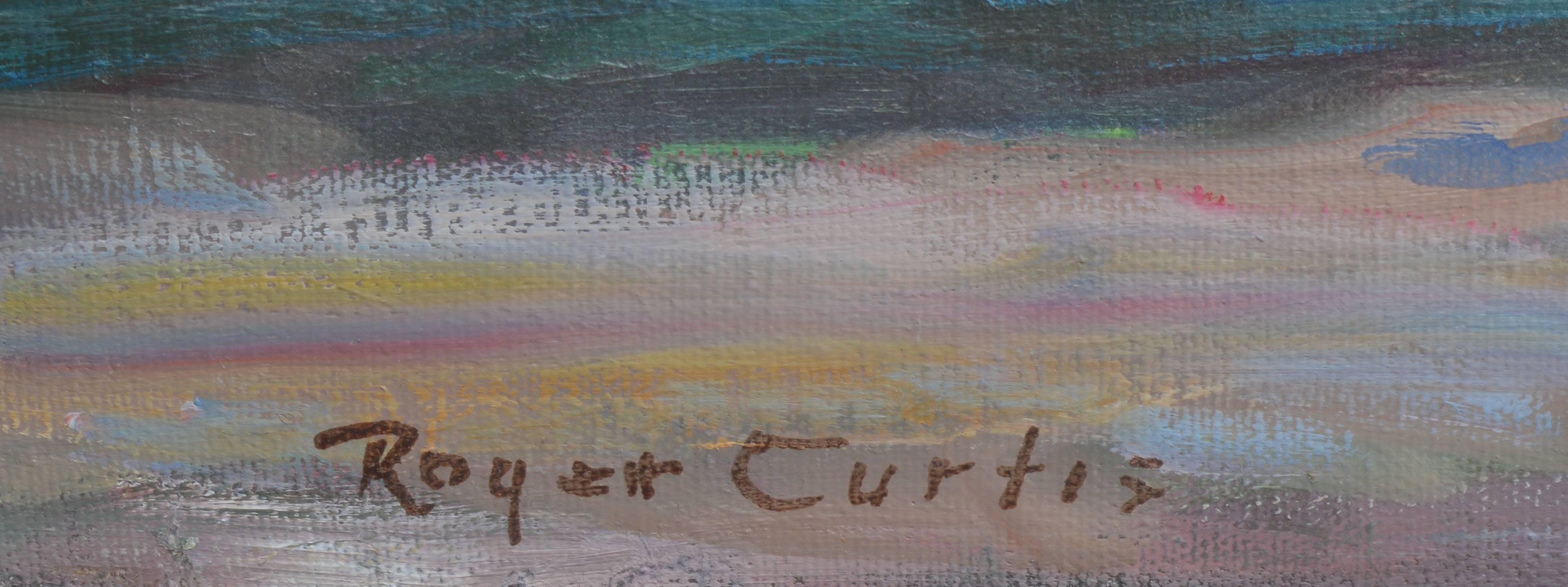 Late Afternoon - Gray Landscape Painting by Roger Curtis