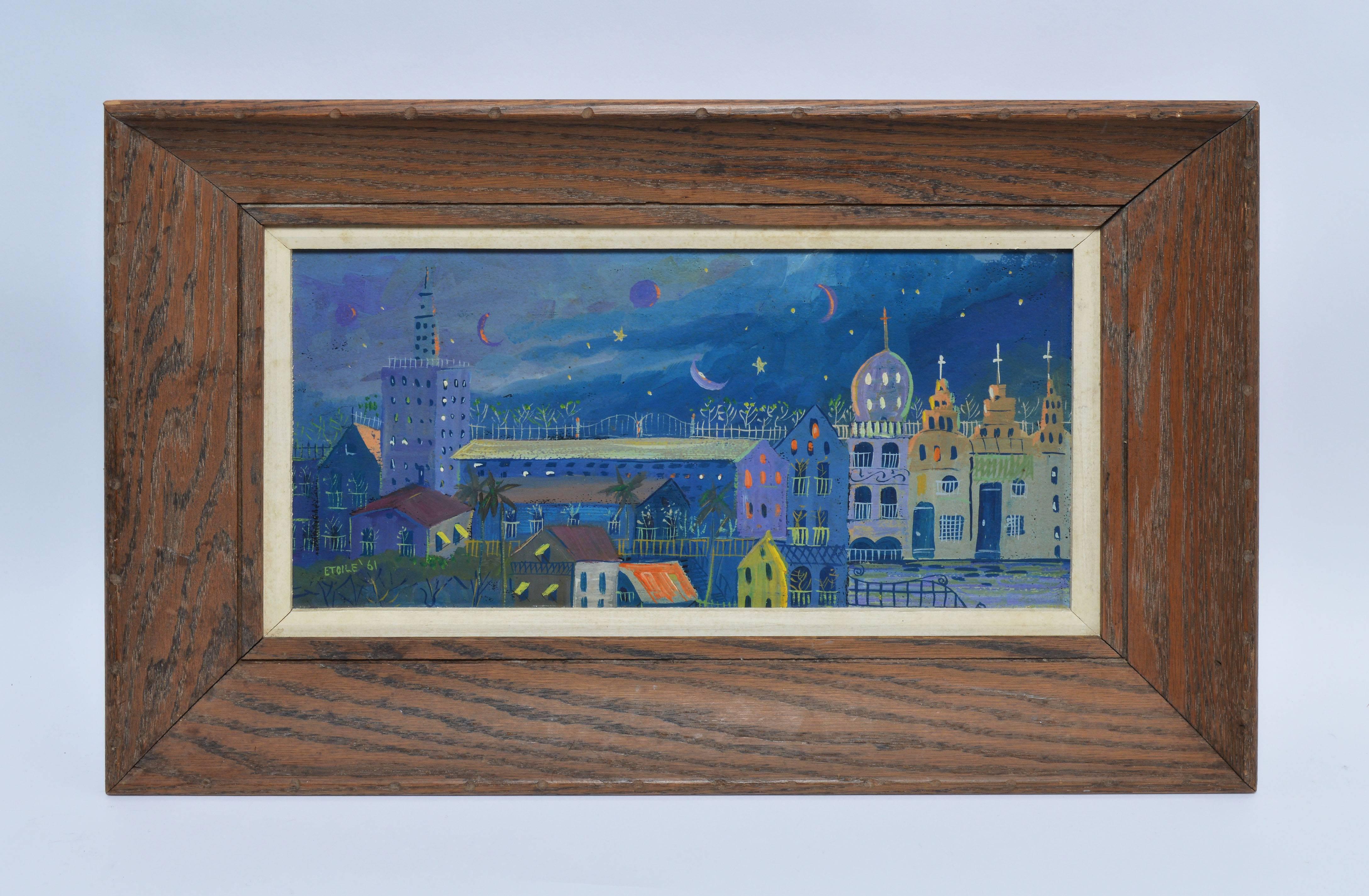 Fauvist Cityscape at Night by Etoile - Painting by Unknown