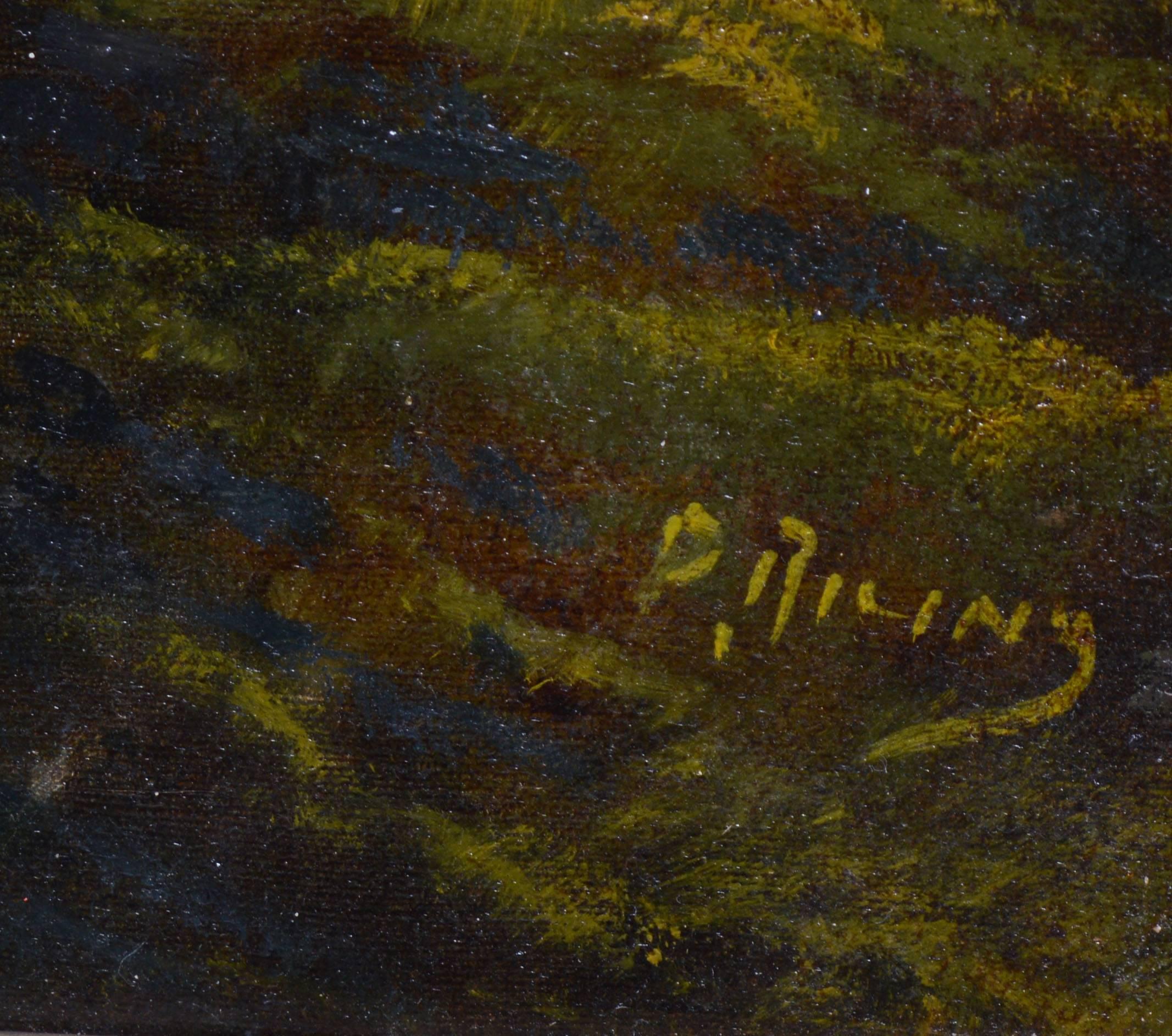 Paysage impressionniste de l'Hudson River School par Charles Parmelee Rising (1859 - 1920). Huile sur toile:: datant d'environ 1890. Signé en bas à droite:: « P. Rising ». Présenté dans un cadre d'époque en bois doré. Taille de l'image:: 23 x 30