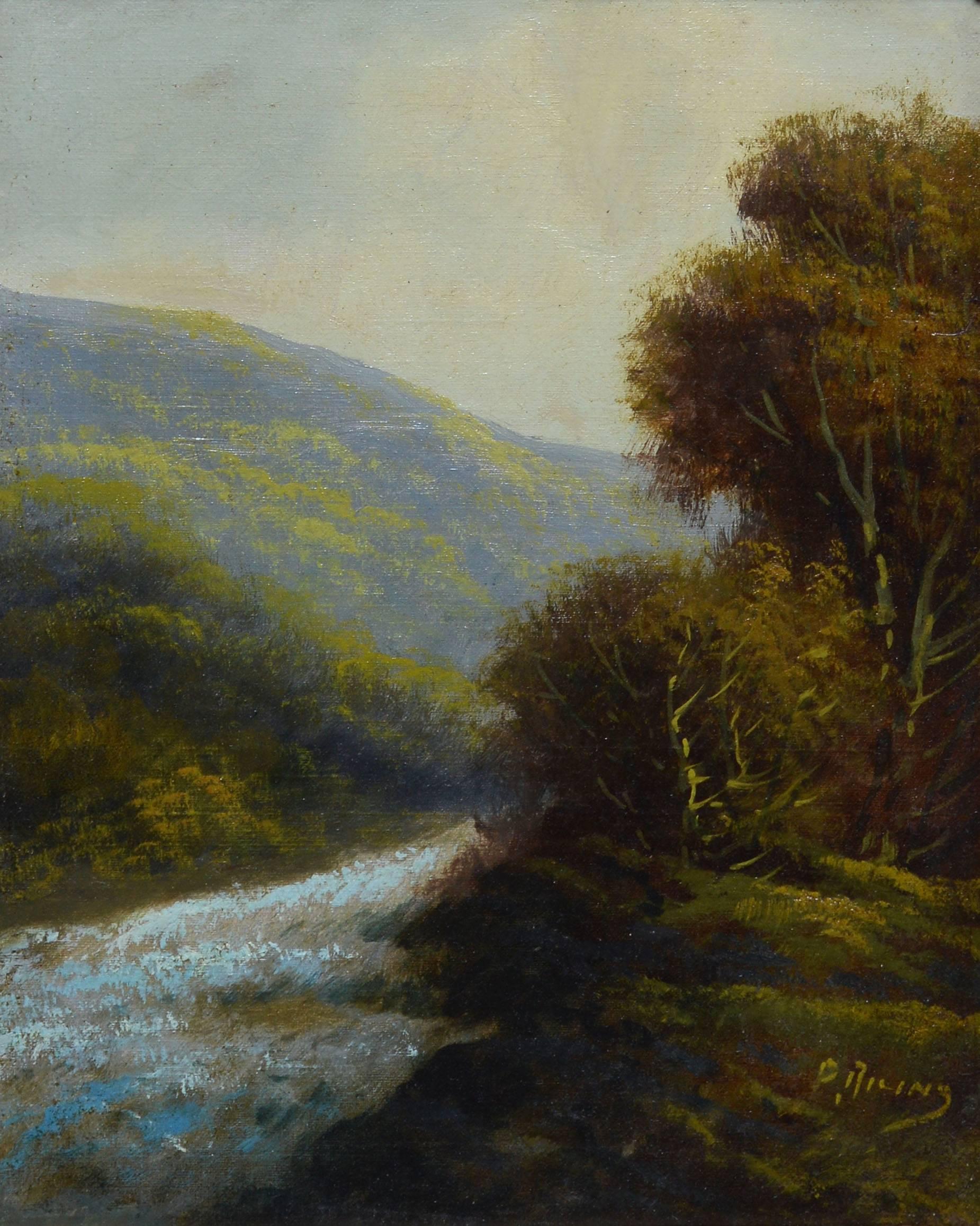 Paysage de l'école de la rivière Hudson par Charles P. Rising - Hudson River School Painting par Charles Parmelee Rising