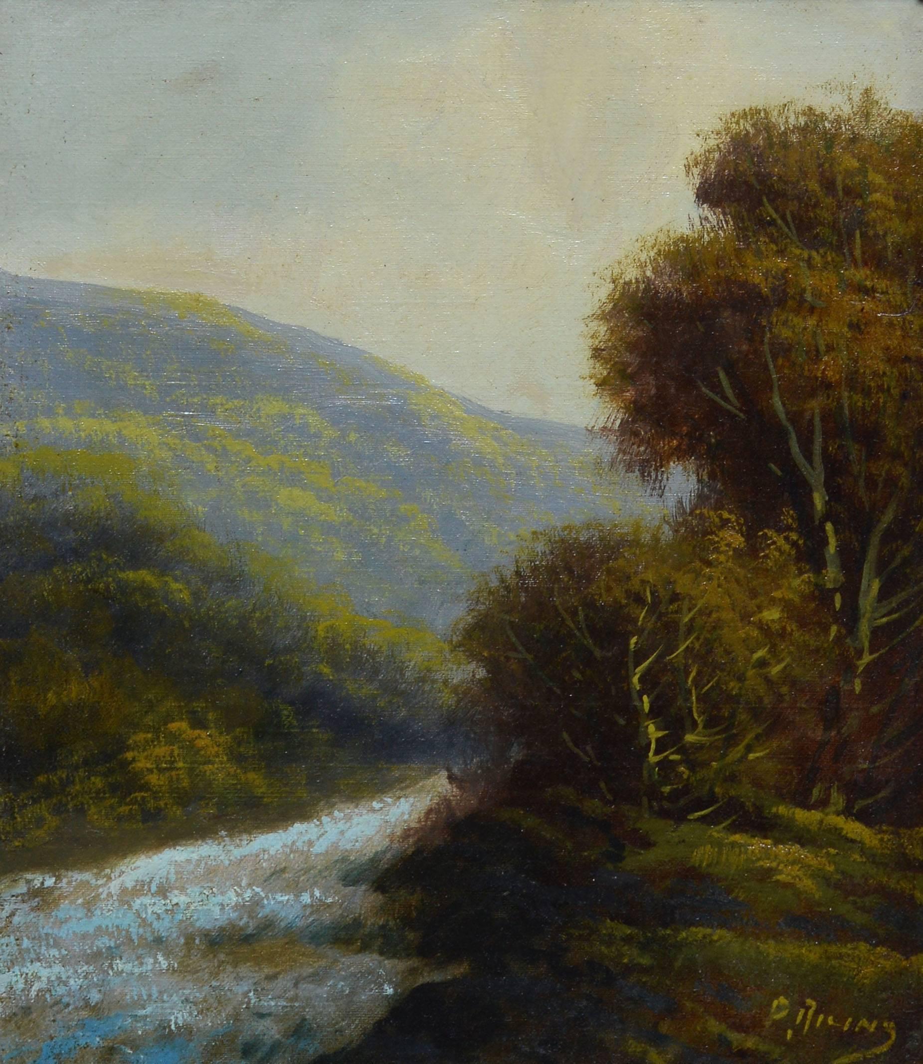 Paysage de l'école de la rivière Hudson par Charles P. Rising - Marron Landscape Painting par Charles Parmelee Rising