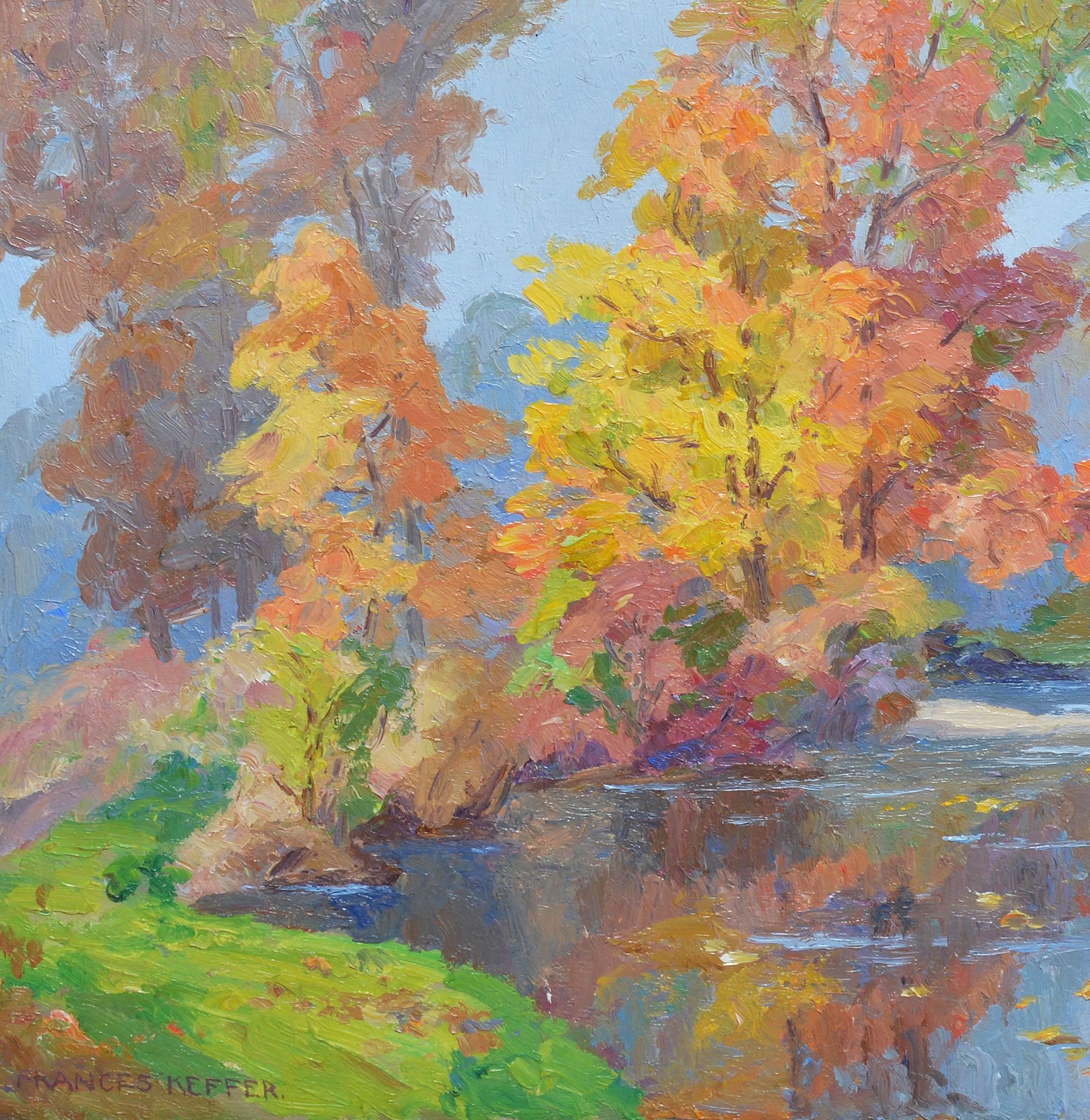 Fall River Landscape - Gray Landscape Painting by Frances Alice Keffer