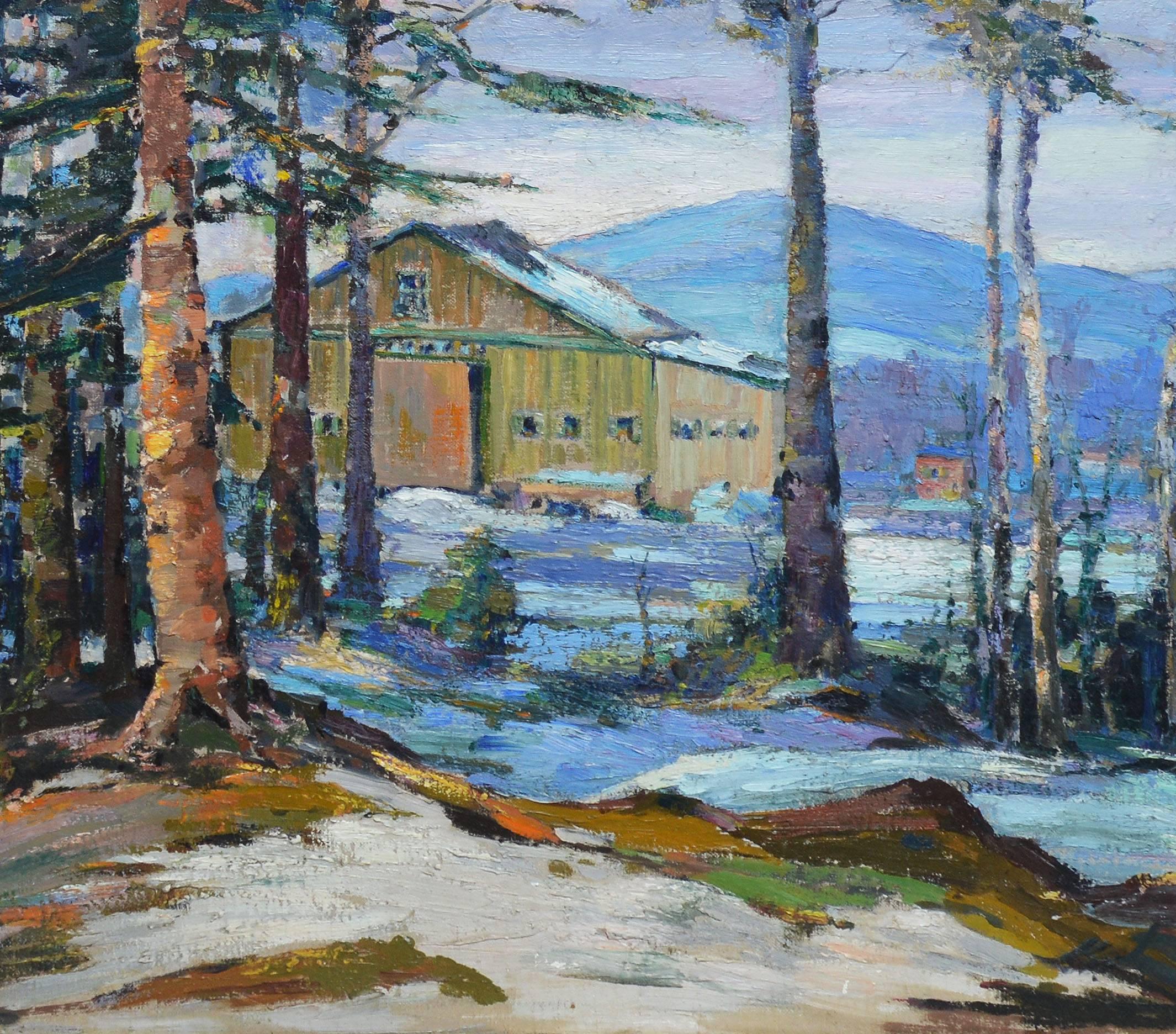 Winter Landscape by Peter Mayer - Impressionist Painting by Peter Bela Mayer