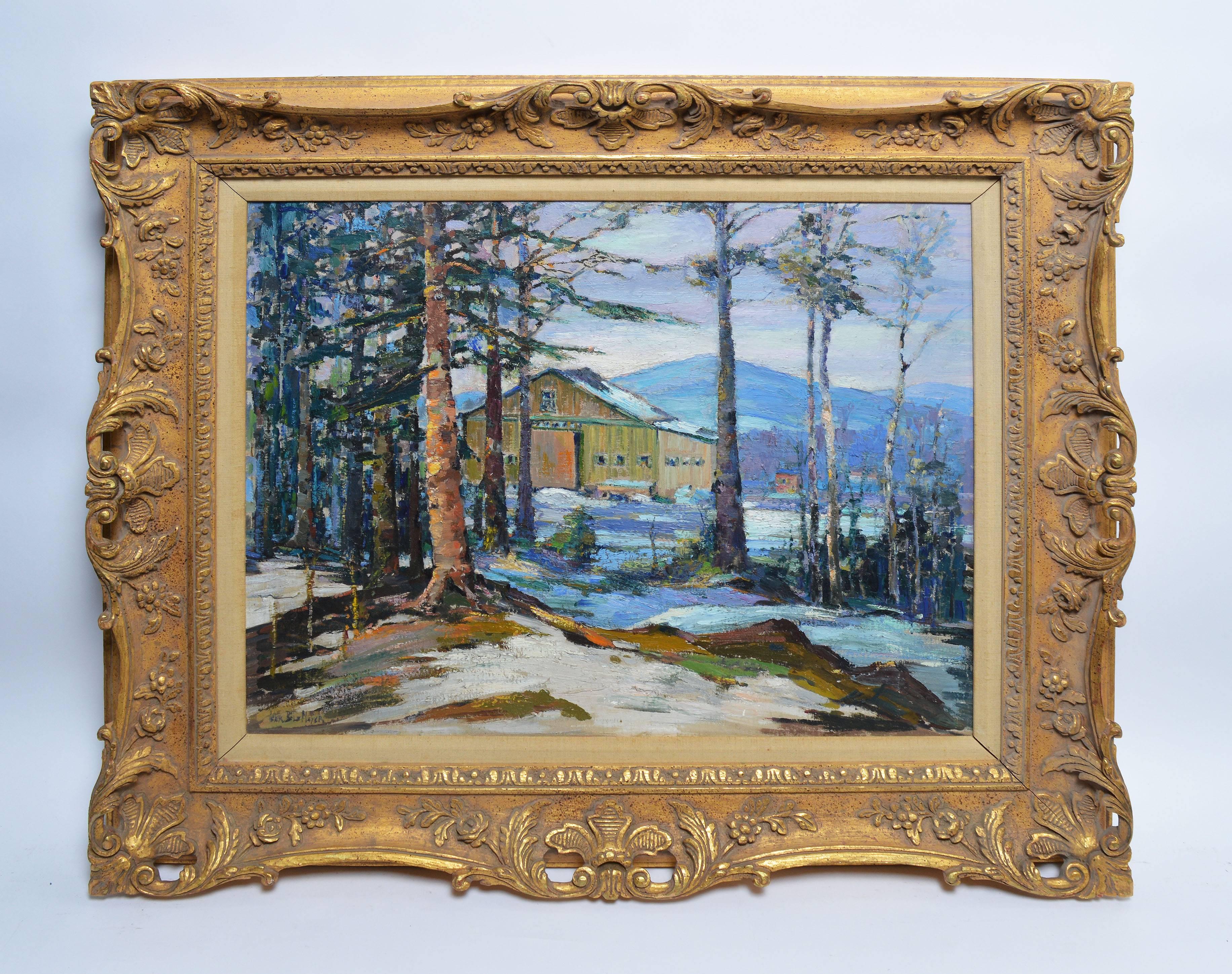 Winter Landscape by Peter Mayer - Painting by Peter Bela Mayer