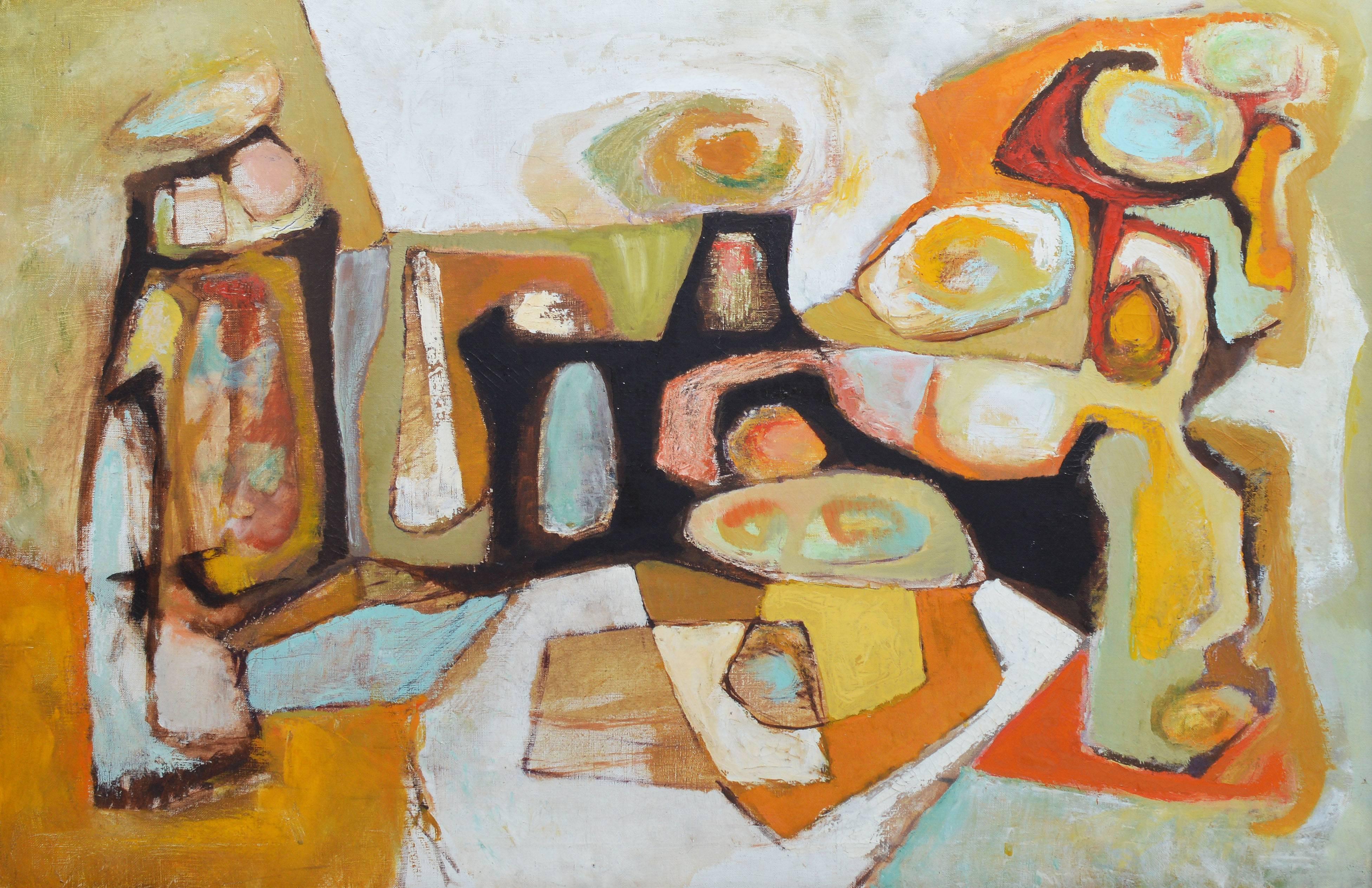 Mid Century Modernist Still Life - Abstract Painting by Unknown