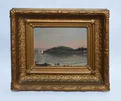 Sunset on a New England Coast with Sailboats by Thomas Oliver