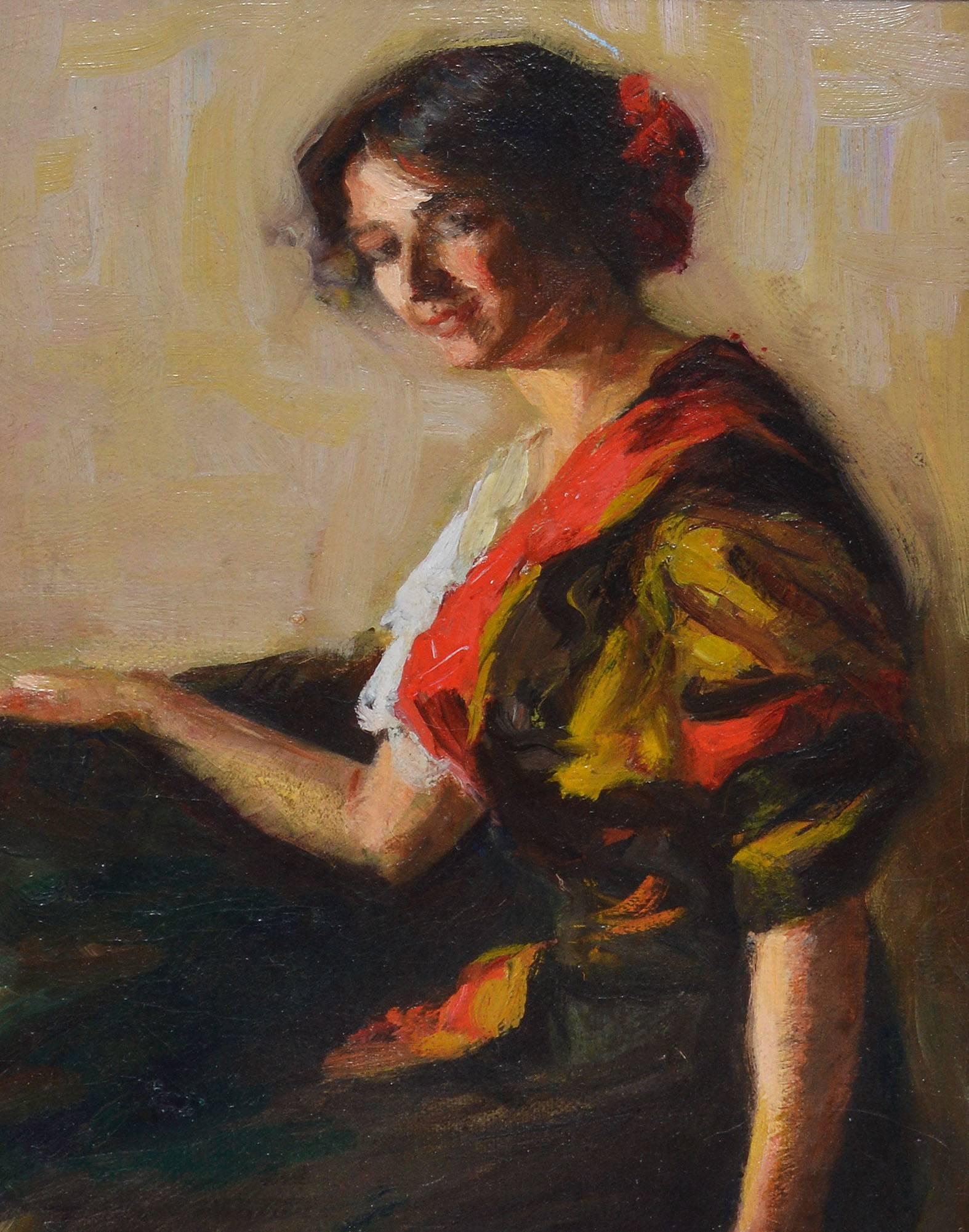 Portrait of a Spanish Woman by Marian Parkhurst Sloane - Impressionist Painting by Marian Parkhurst Sloane 