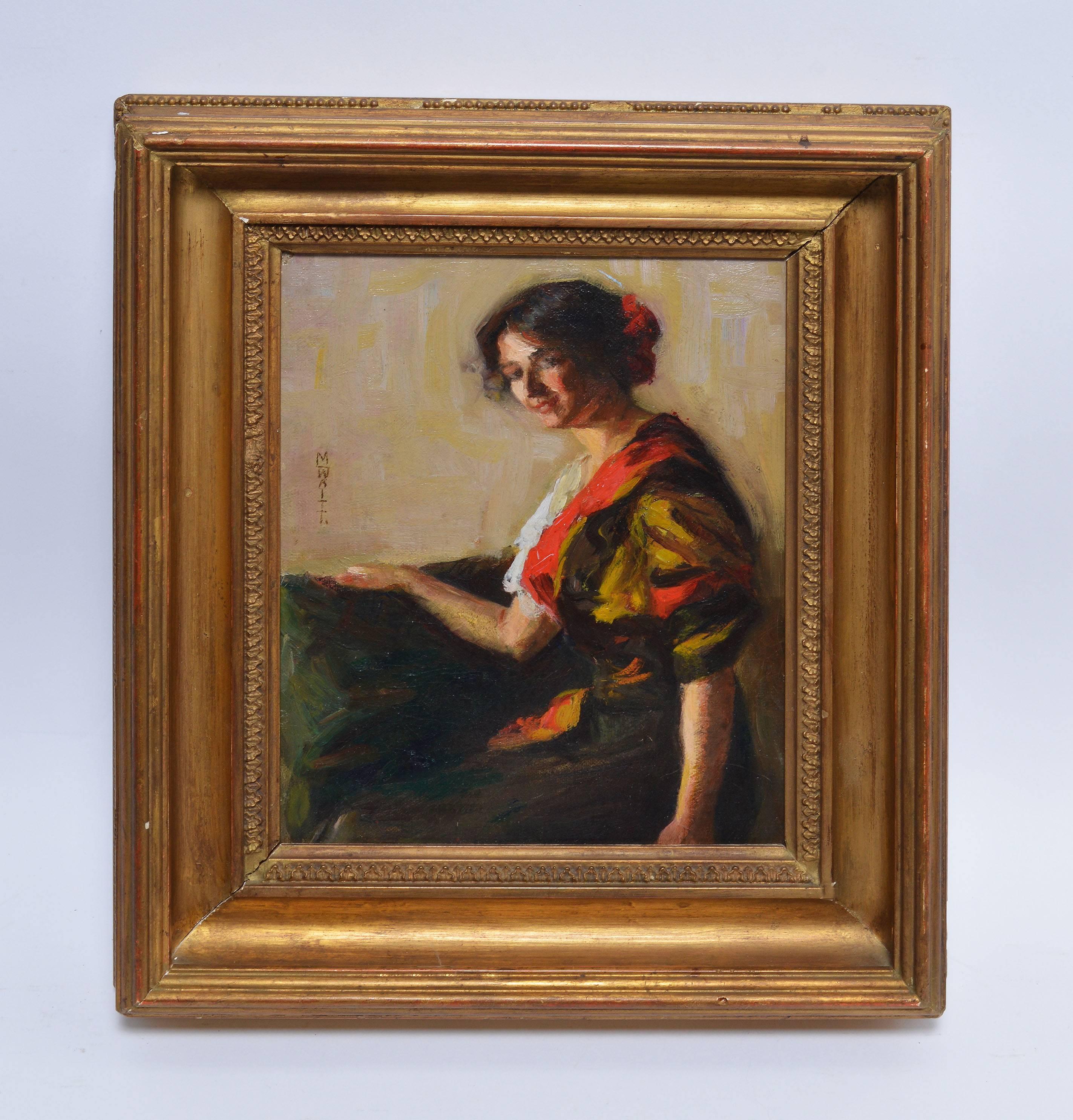 Portrait of a Spanish Woman by Marian Parkhurst Sloane - Painting by Marian Parkhurst Sloane 