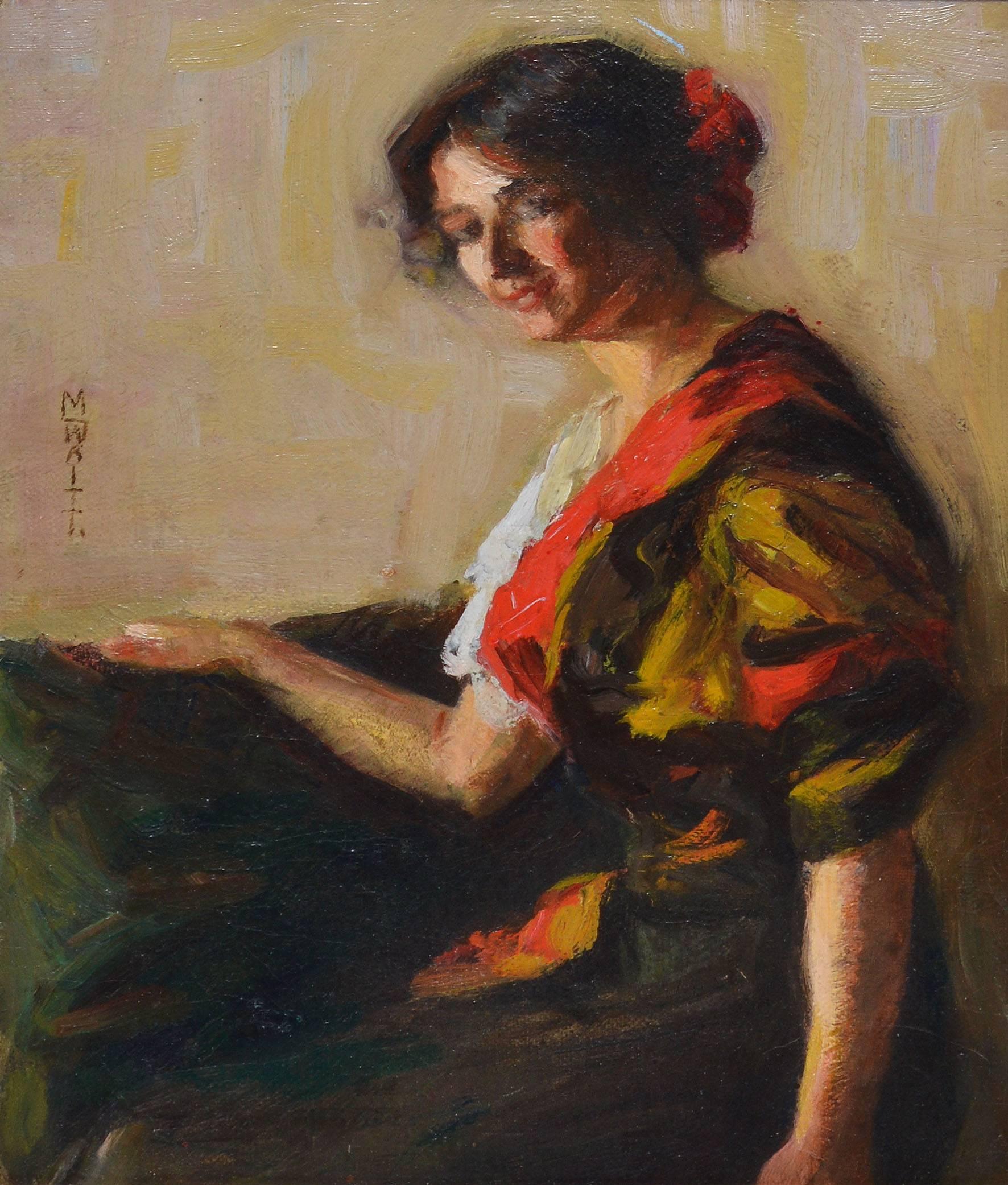 Portrait of a Spanish Woman by Marian Parkhurst Sloane - Brown Portrait Painting by Marian Parkhurst Sloane 