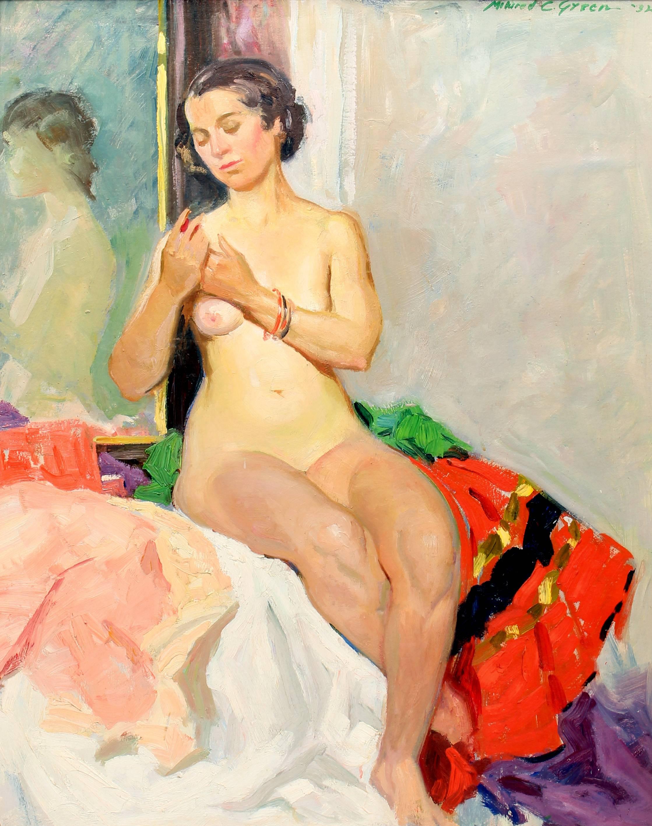 Mildred Green Nude Painting – Sunburn: Sonnenuntergang