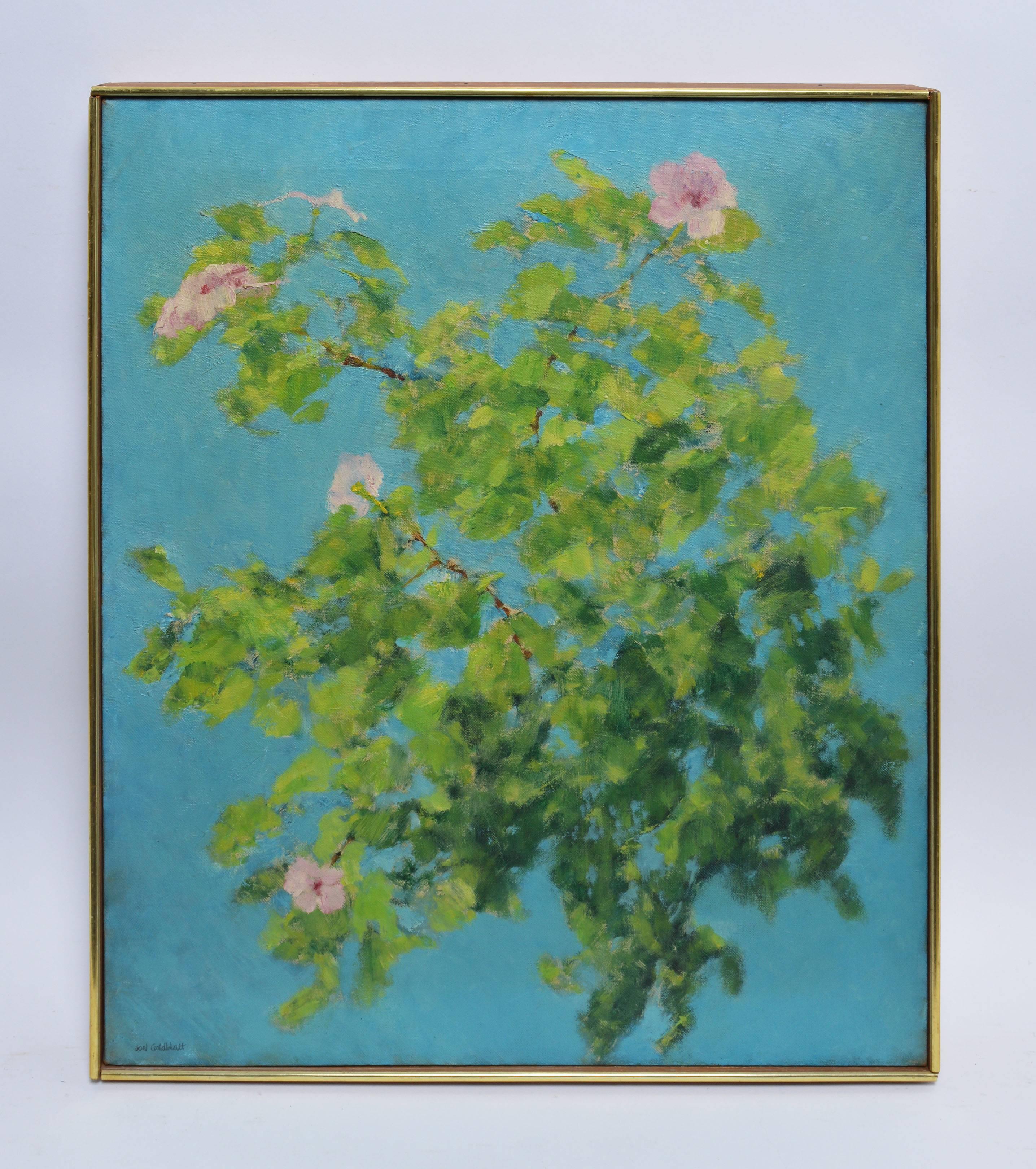 Modernist Rose Still Life - Painting by Joel Goldblatt
