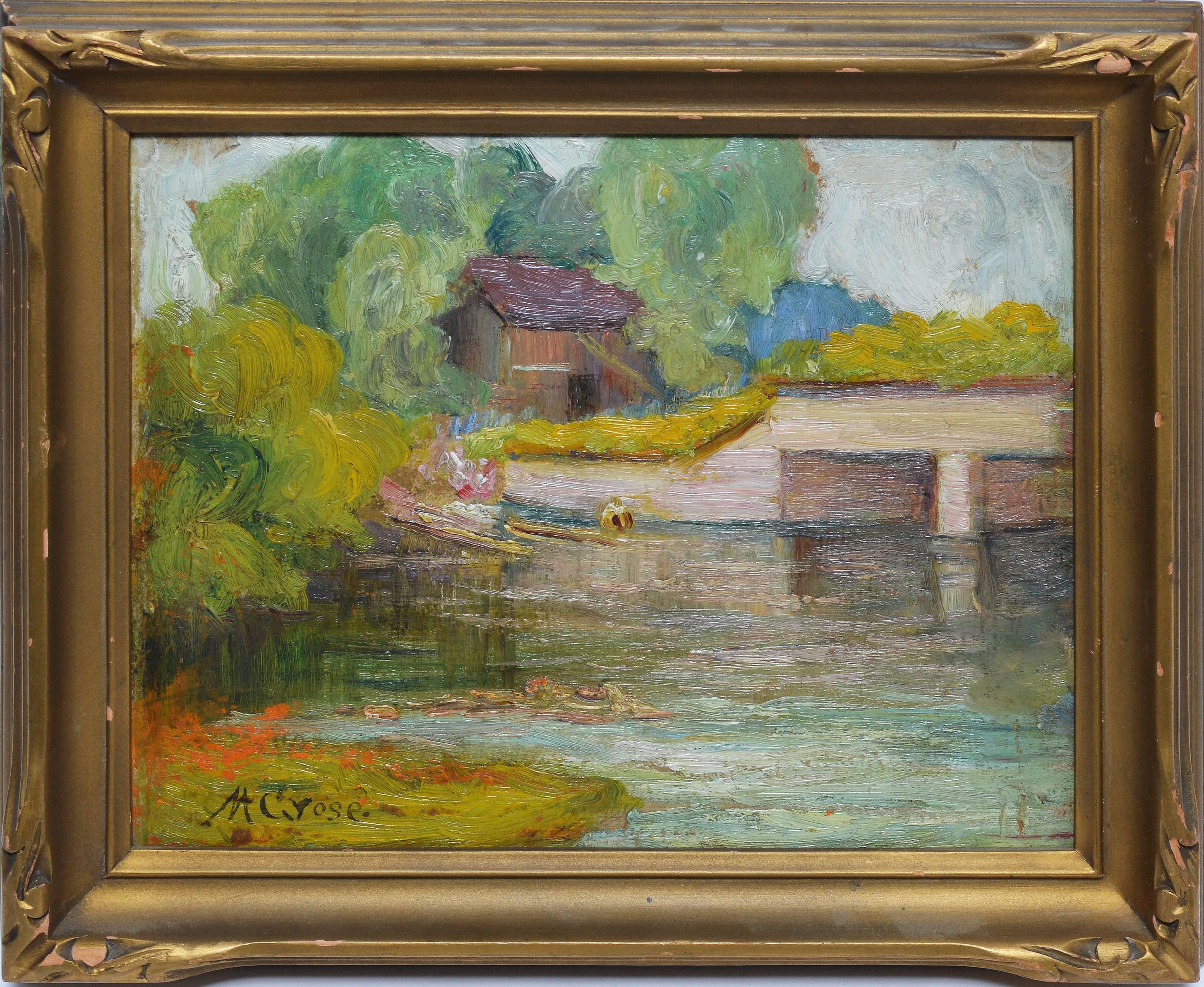 Helen Mason Grose Landscape Painting - Impressionist Lake View by Helen Grose