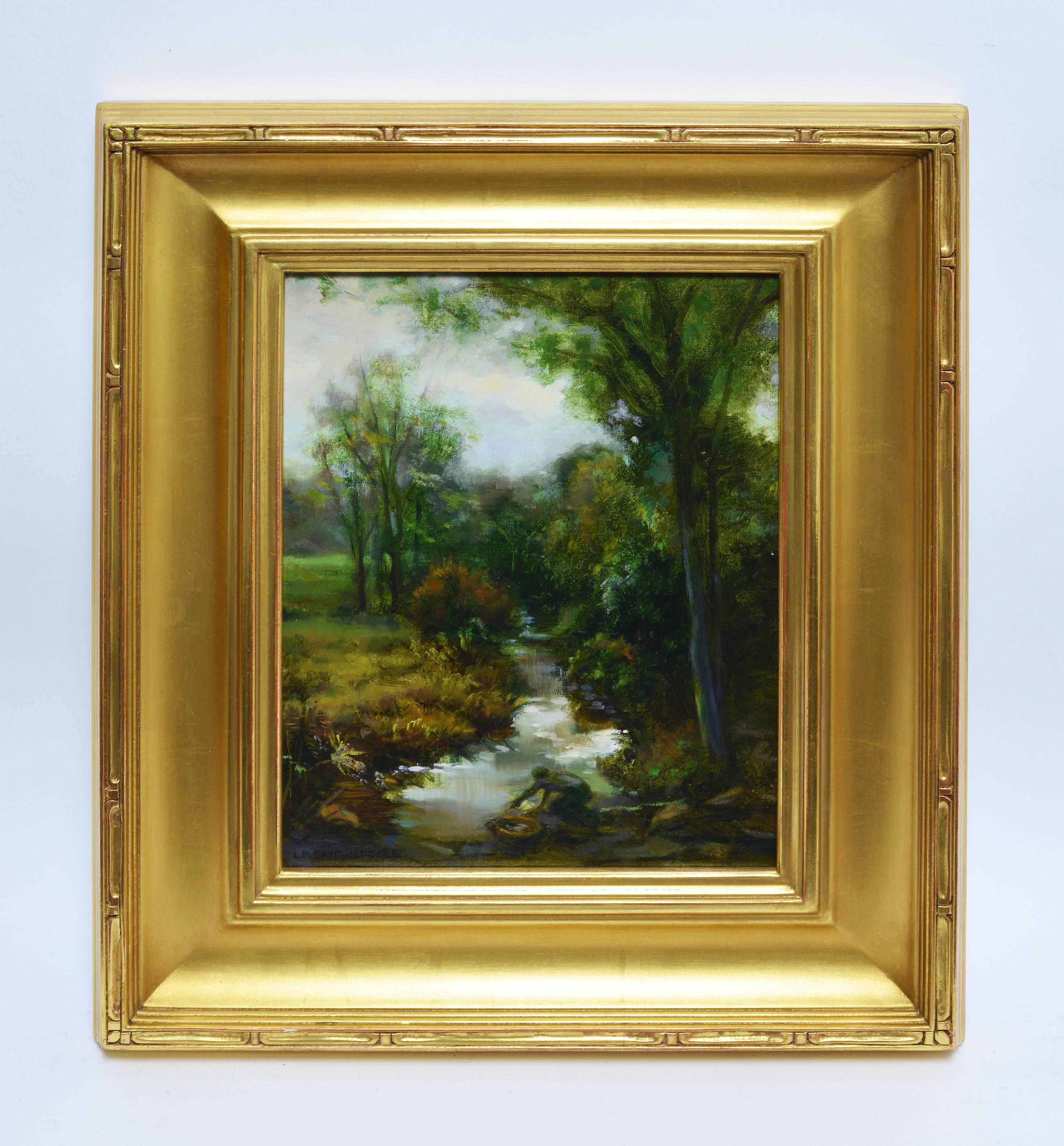 Landscape with a Stream - Painting by Unknown