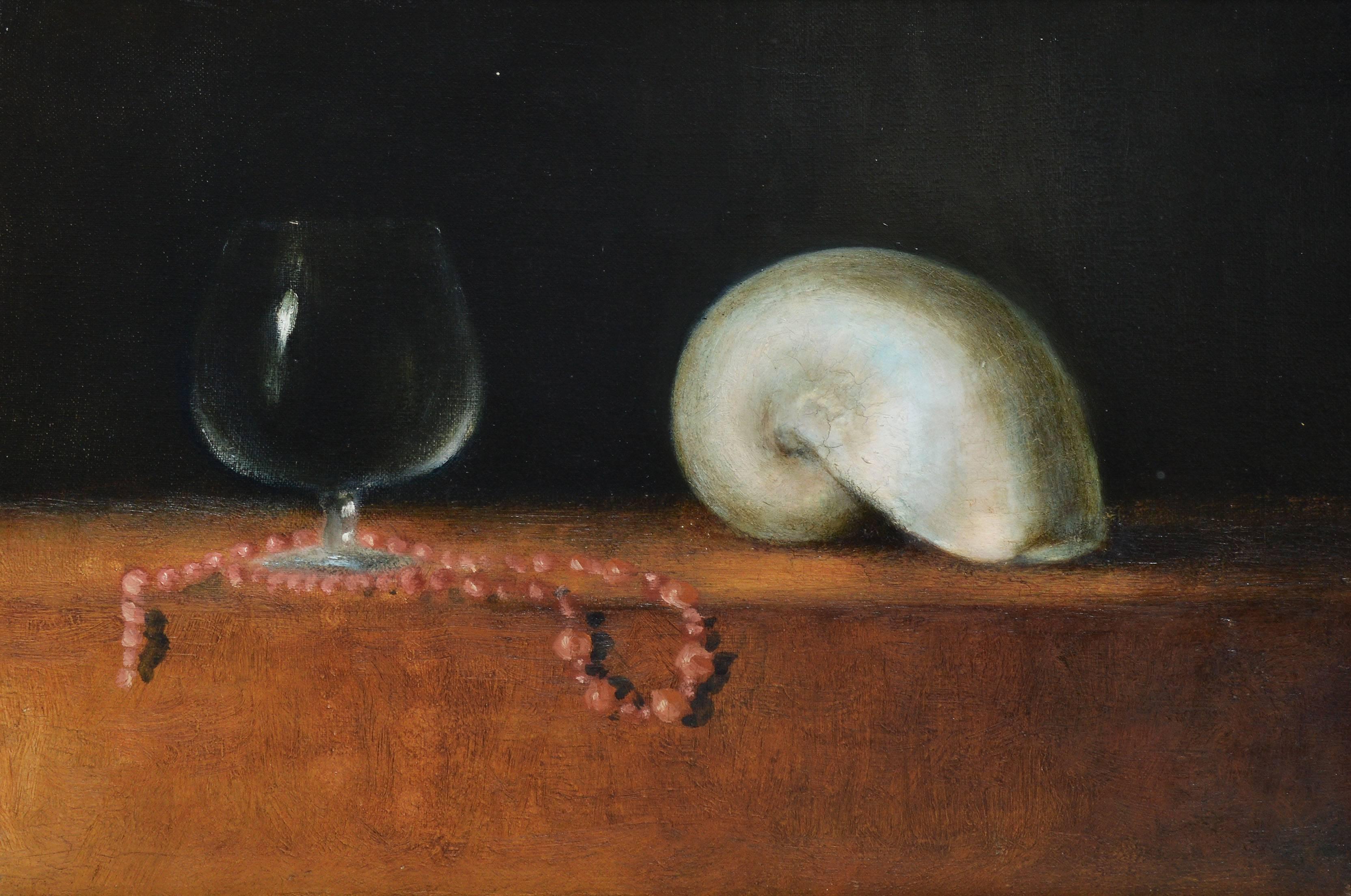 Trompe L'oeil Still Life with Beach Shells - American Realist Painting by Unknown